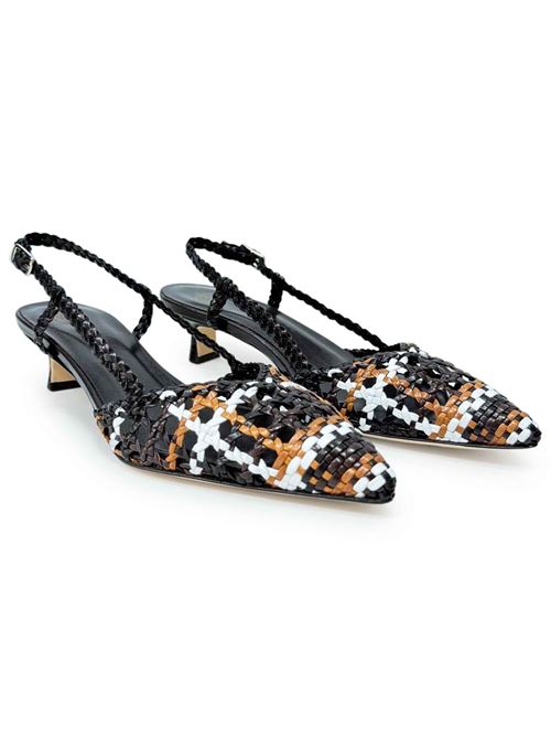 Décolleté slingback in pelle intrecciata CH2560