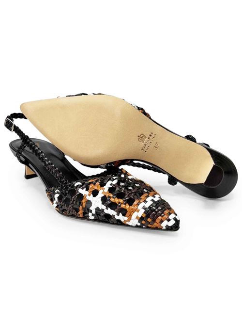 Décolleté slingback in pelle intrecciata CH2560