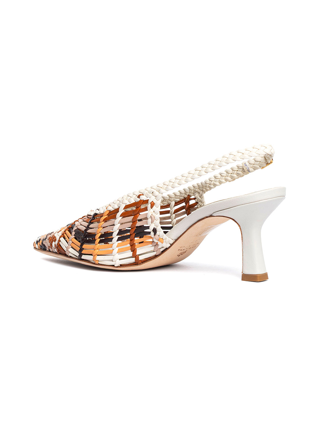 Décolleté slingback in pelle intrecciata CH2716/RT