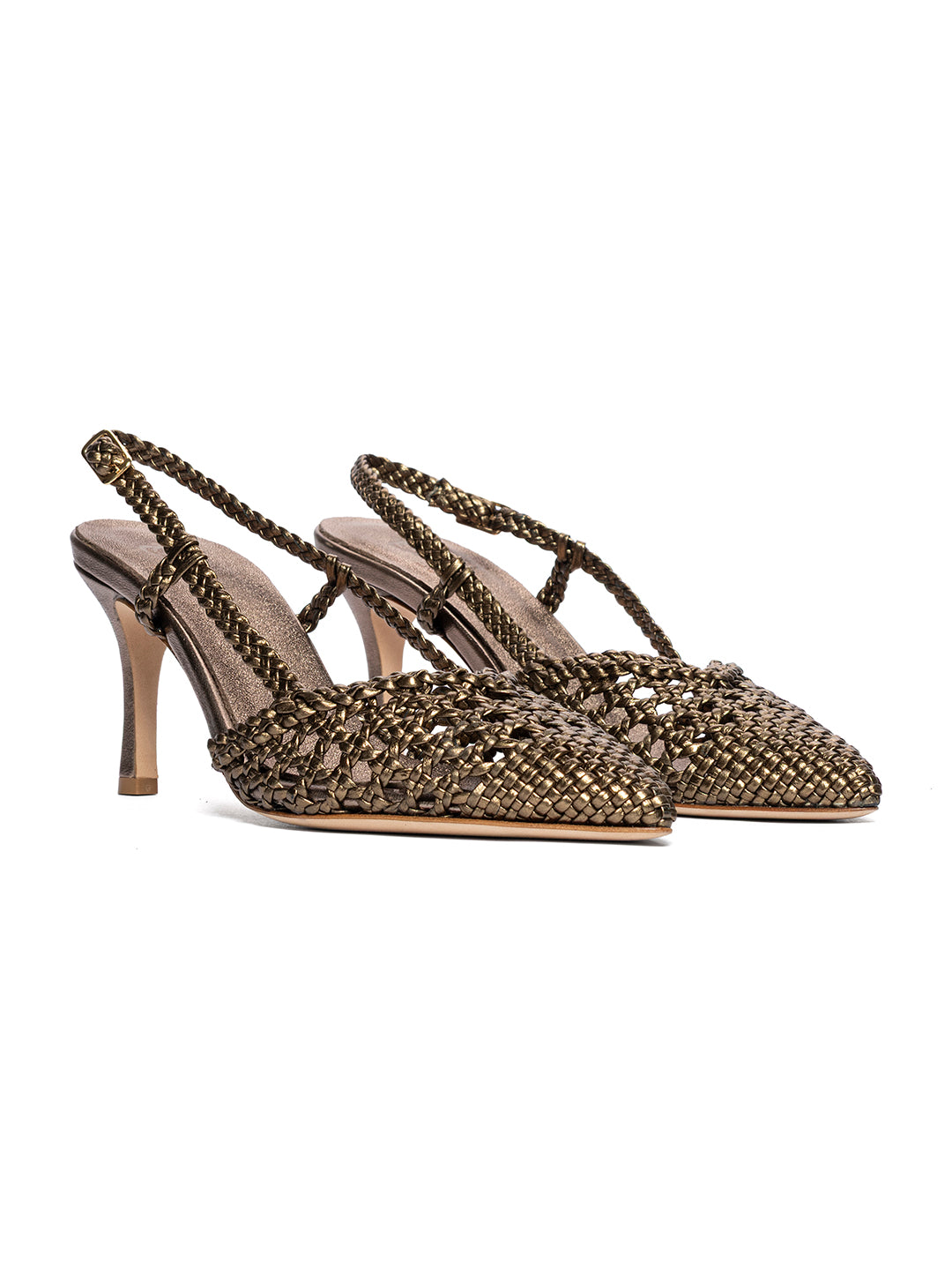 Décolleté slingback in pelle intrecciata CH1767/F
