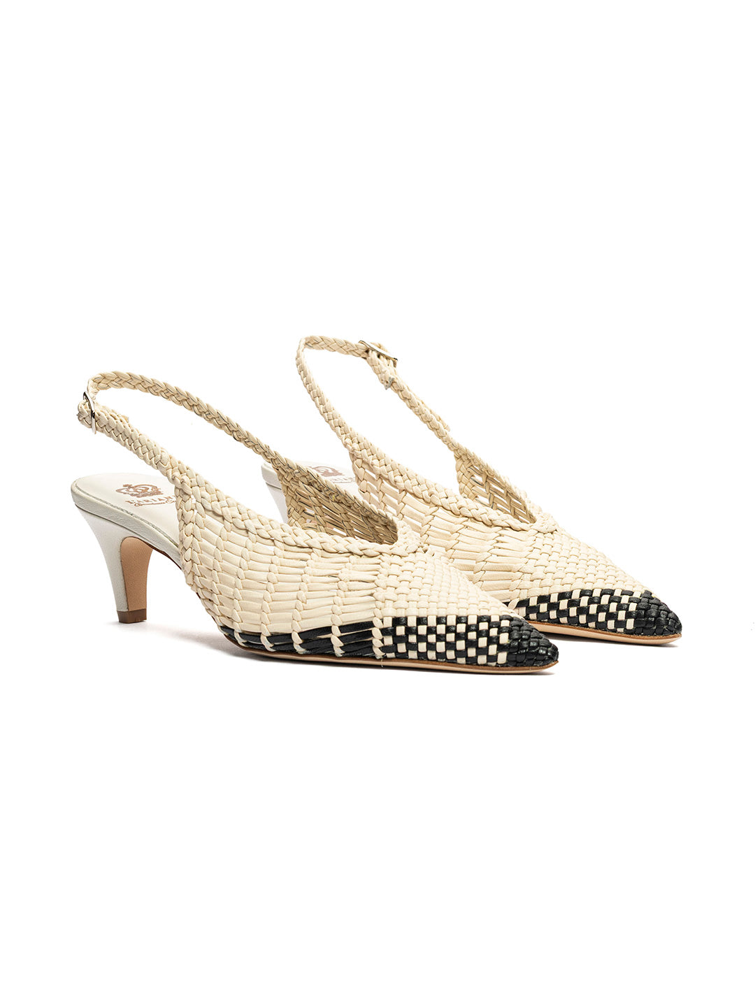Décolleté slingback in pelle intrecciata CH2716