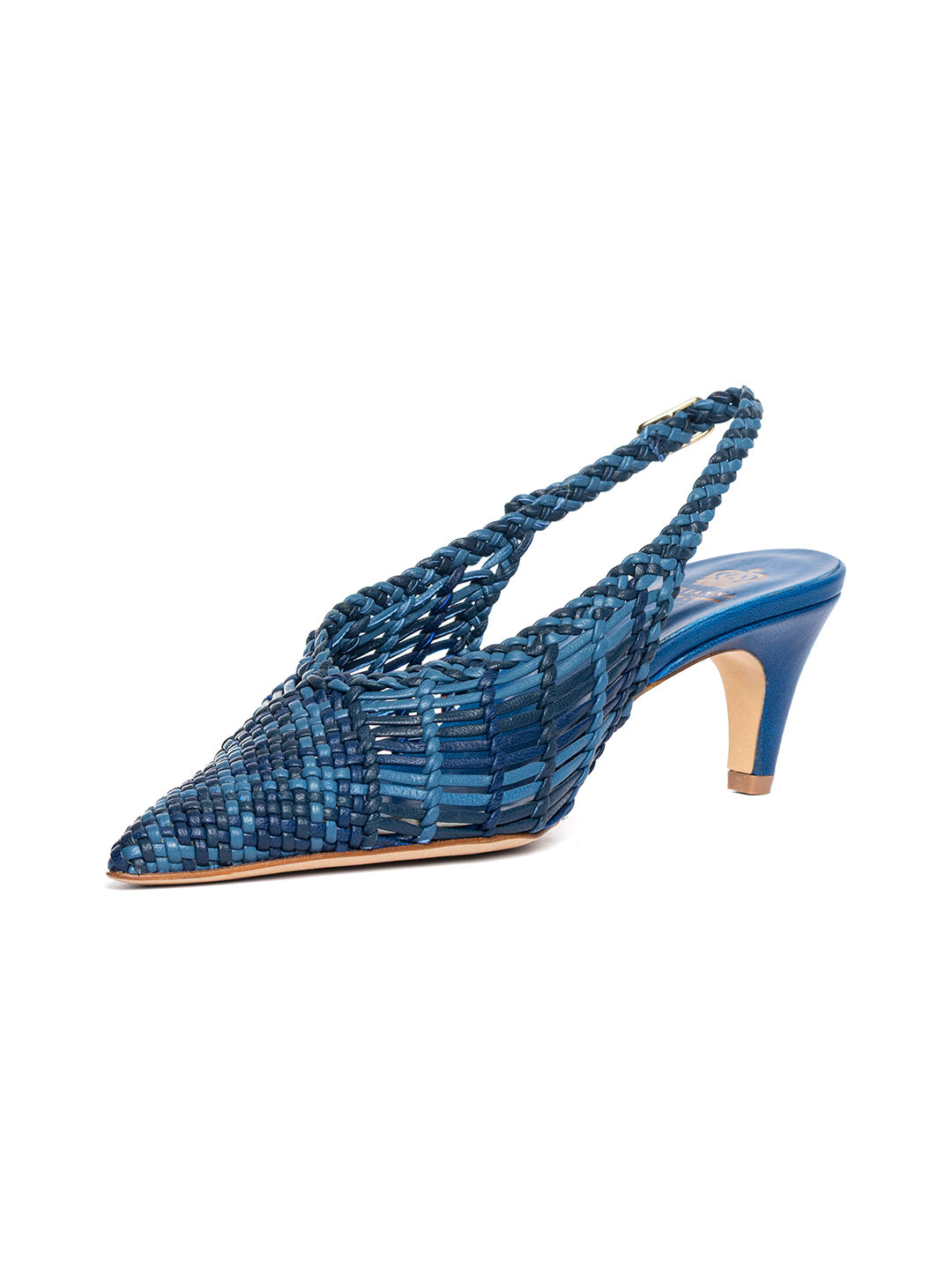 Décolleté slingback in pelle intrecciata CH2716