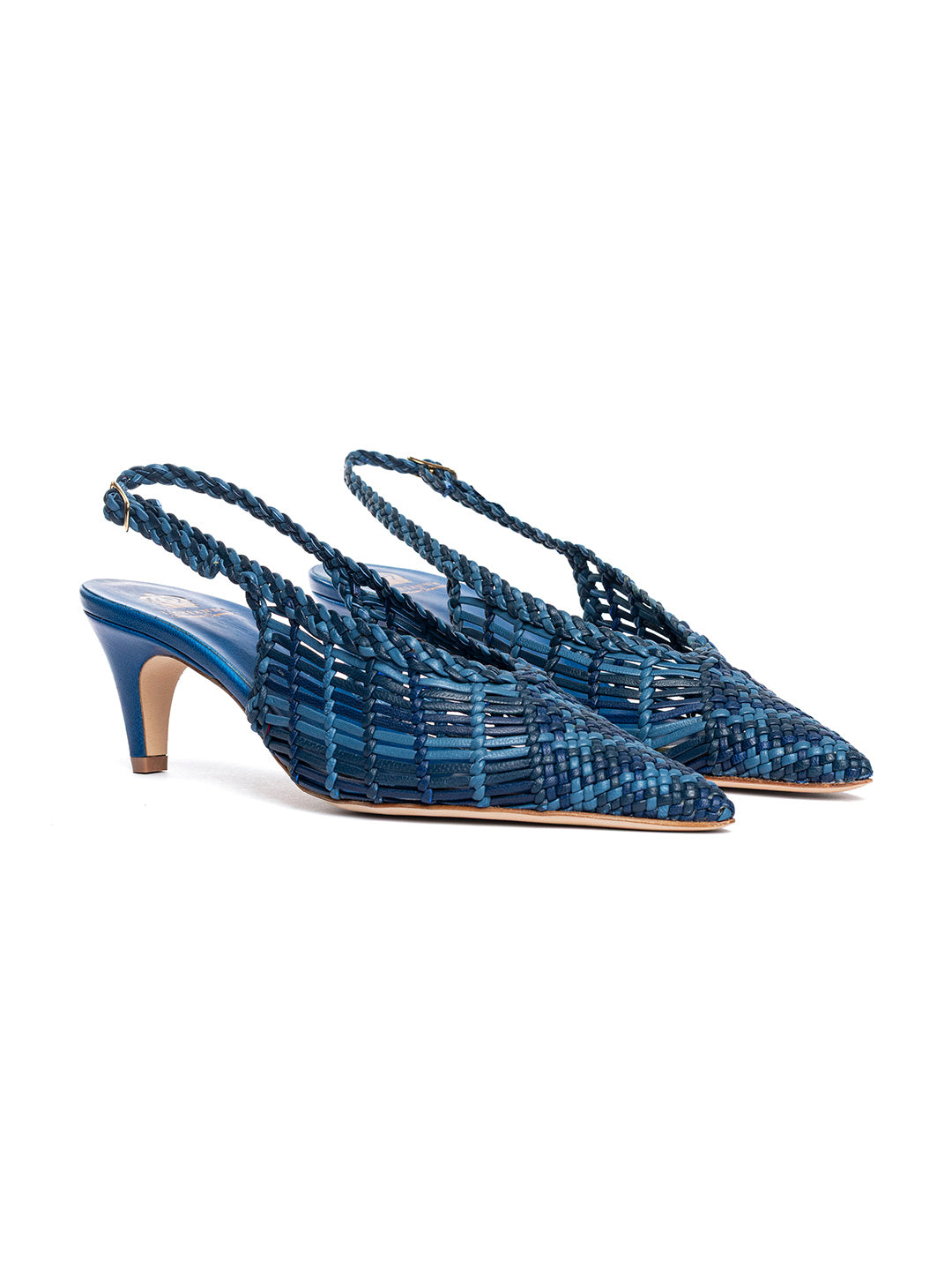 Décolleté slingback in pelle intrecciata CH2716