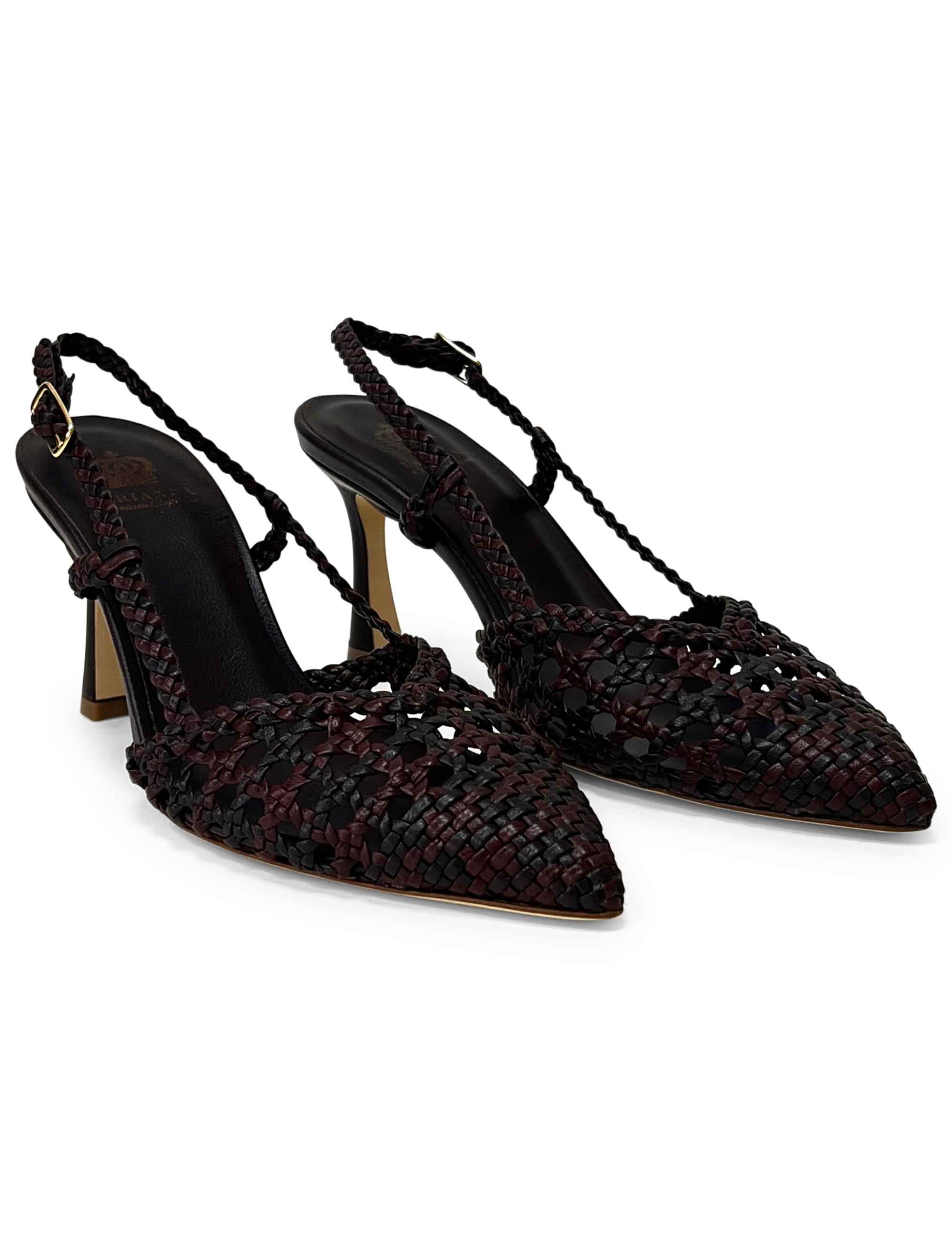 Décolleté slingback in pelle intrecciata CH1767/RT