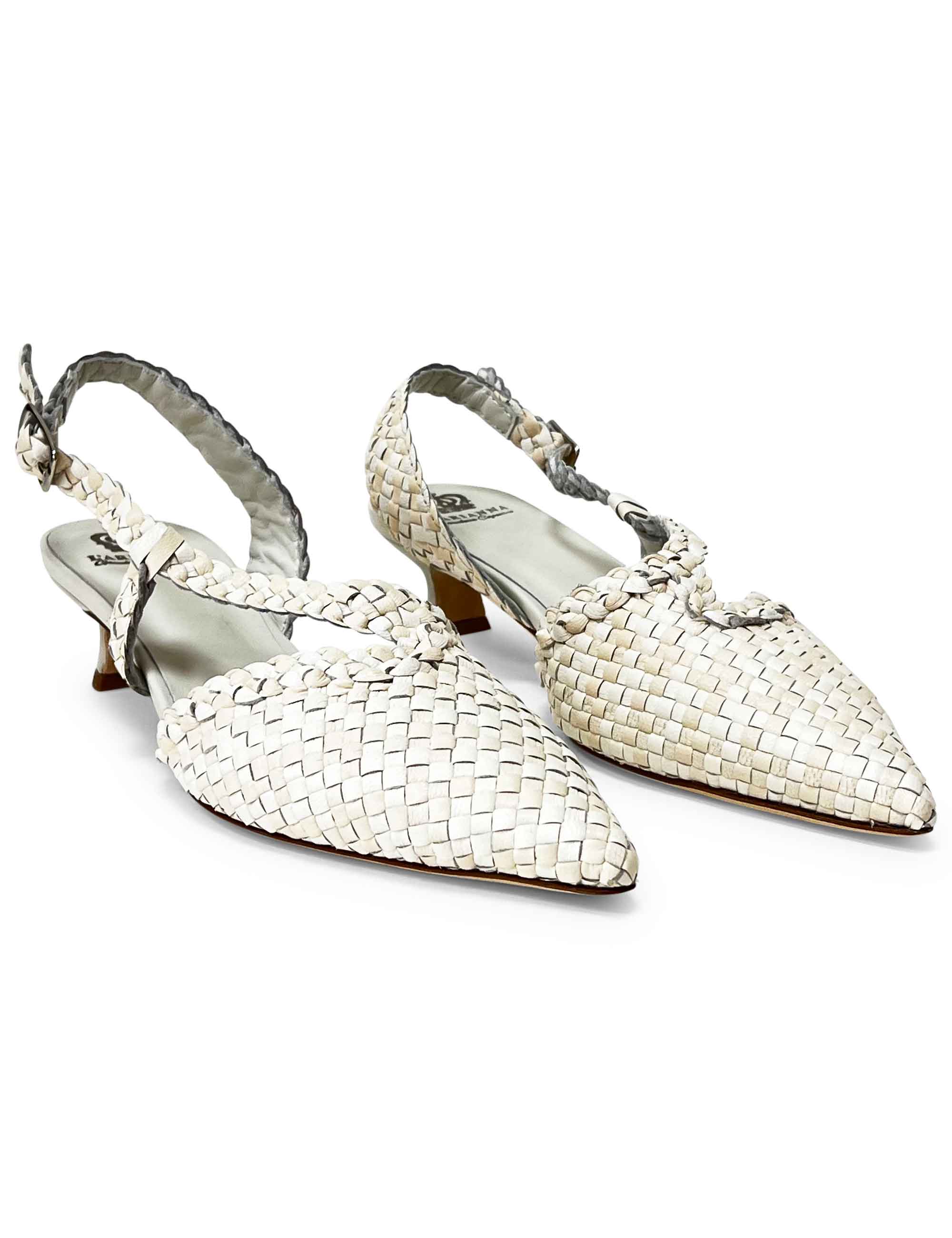 Décolleté slingback in pelle intrecciata CH2568/RT