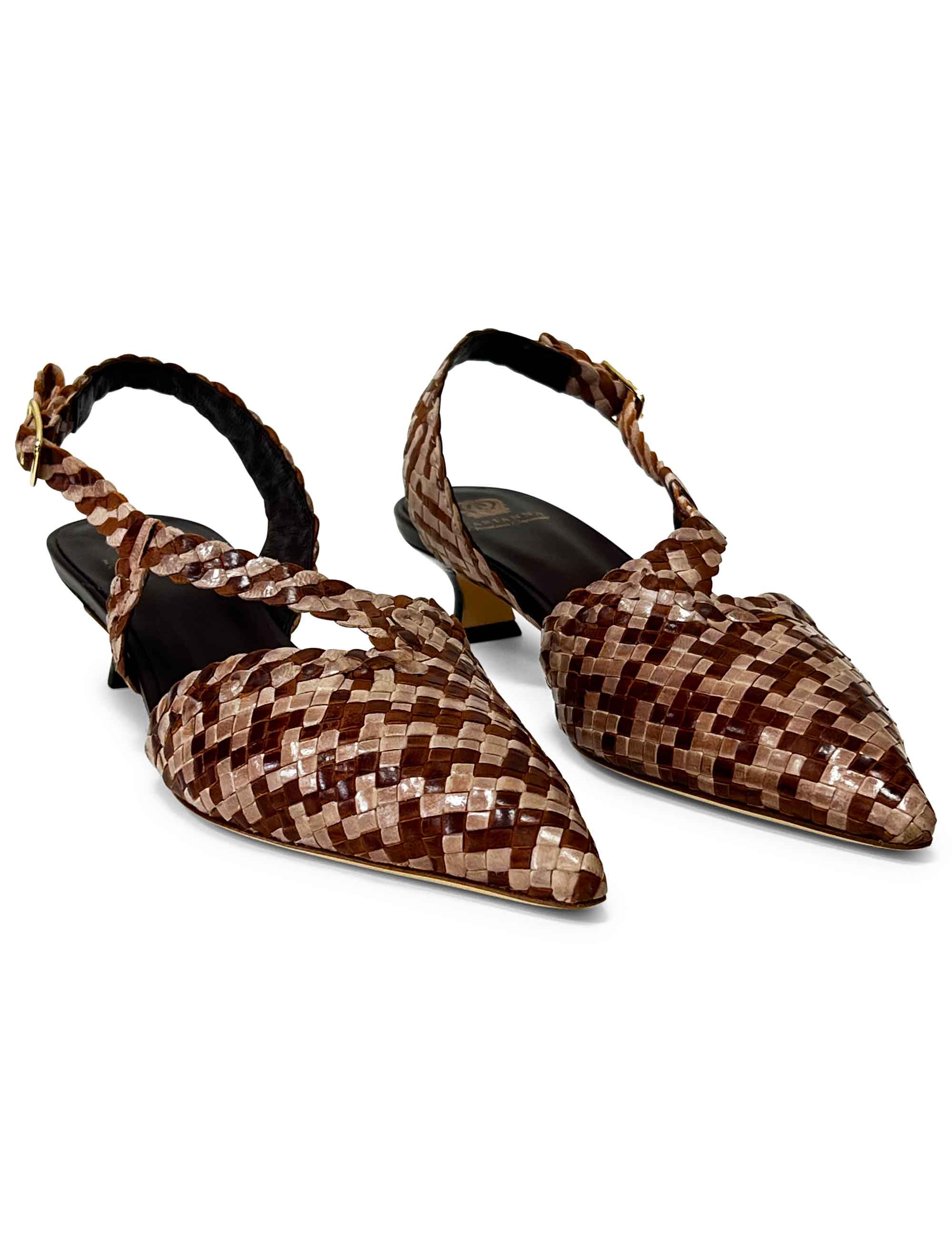 Décolleté slingback in pelle intrecciata CH2568/RT