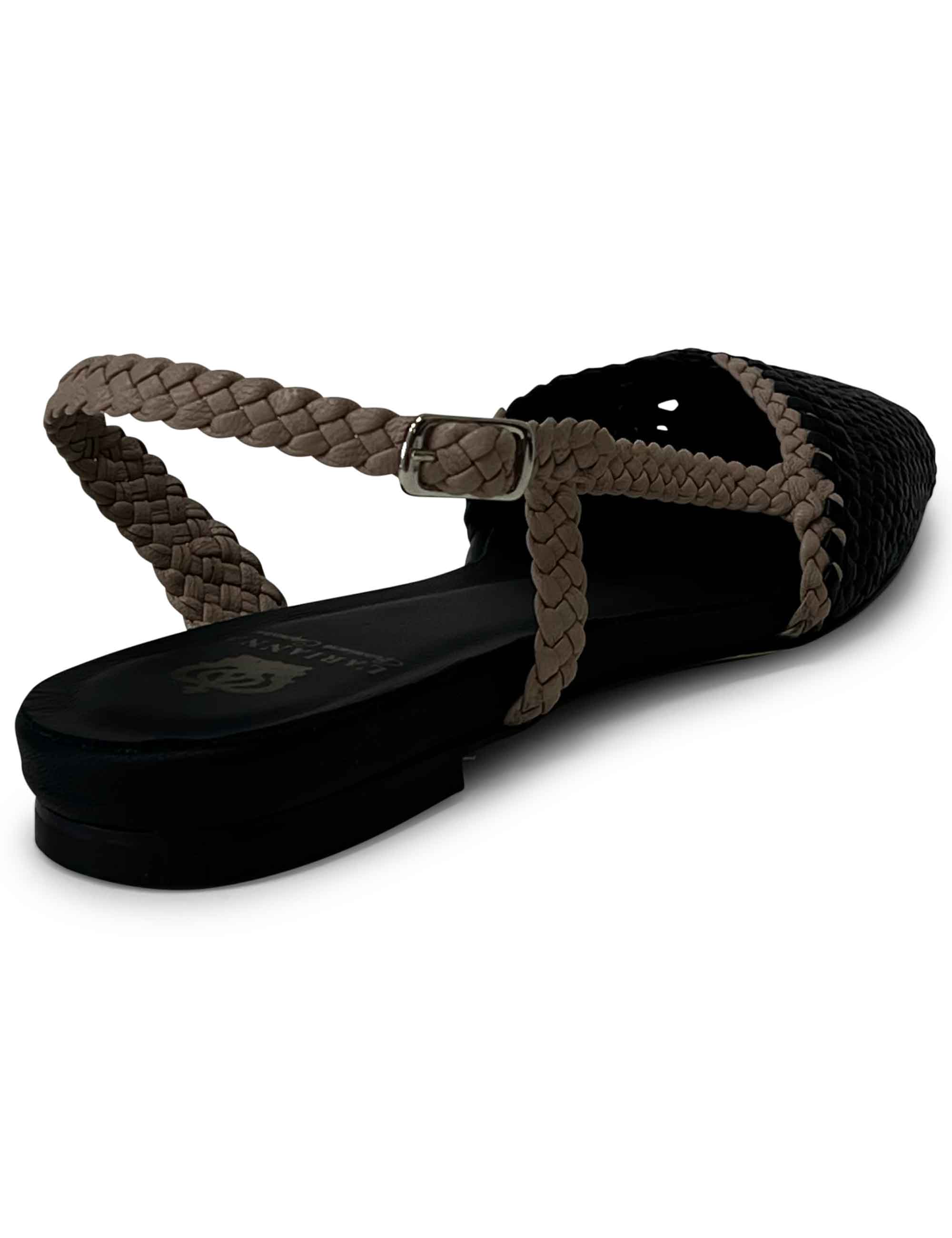 Ballerina slingback in pelle intrecciata Black & Grey CH2650