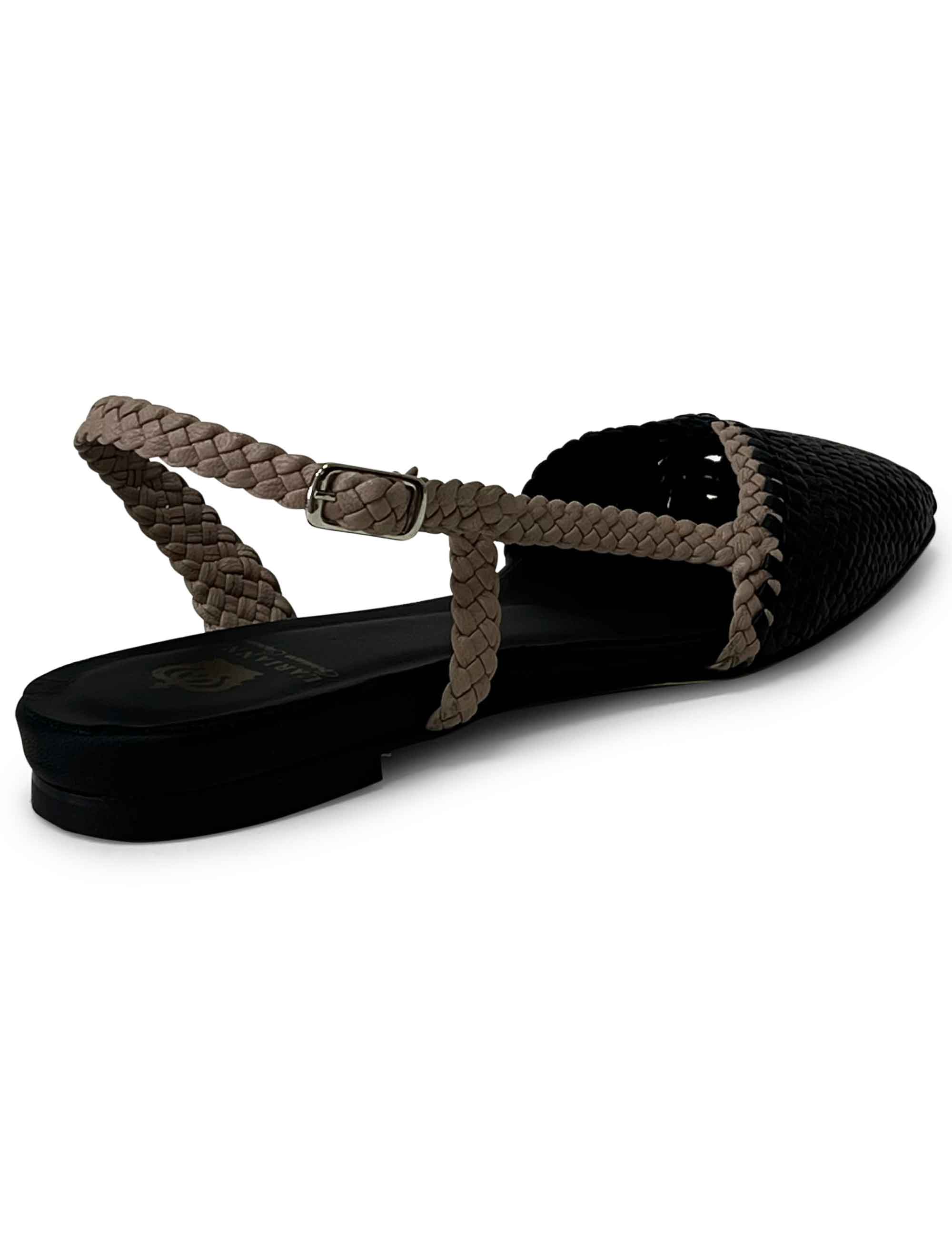 Ballerina slingback in pelle intrecciata Black & Grey CH2650