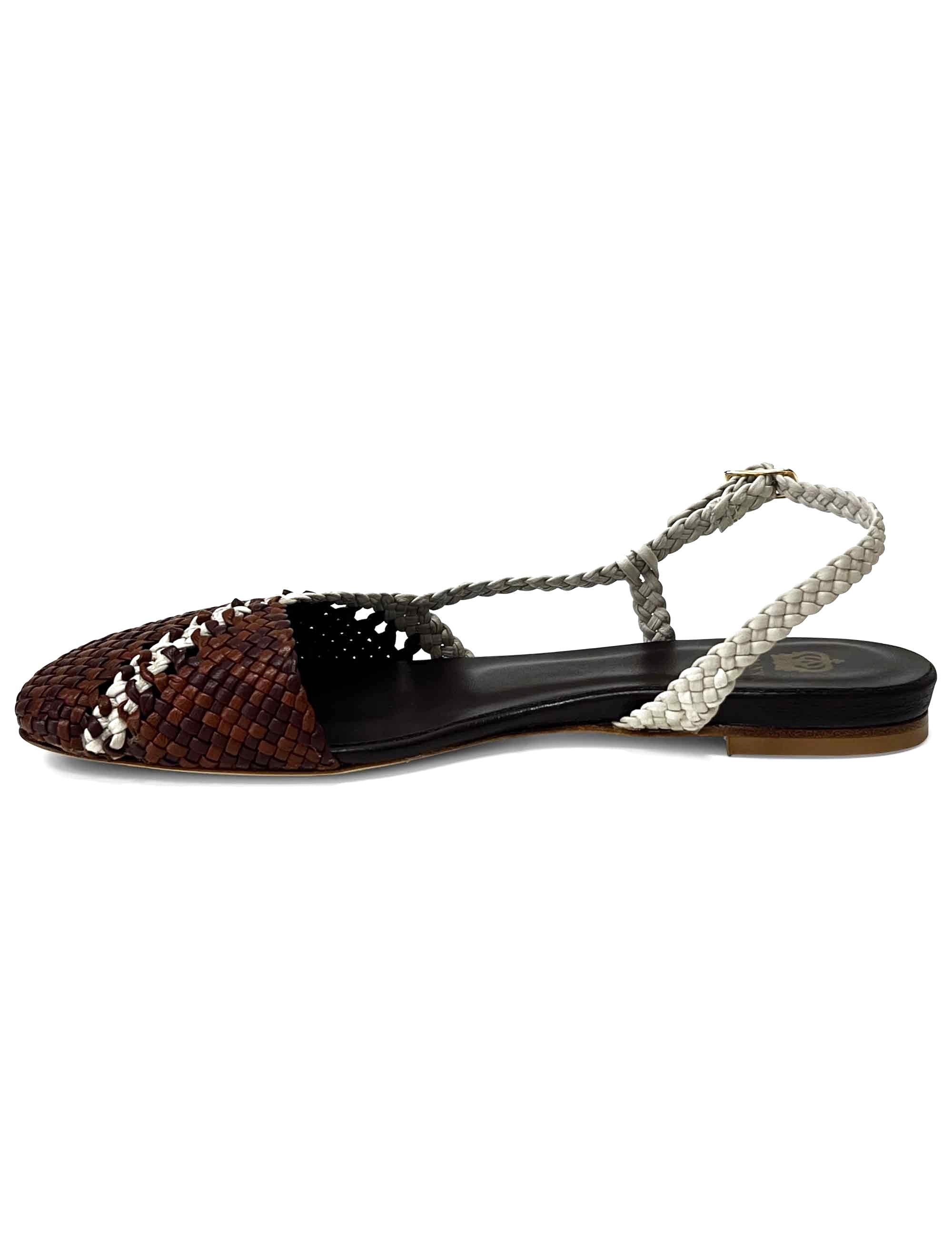 Ballerine slingback en cuir tressé Black & Grey CH2650