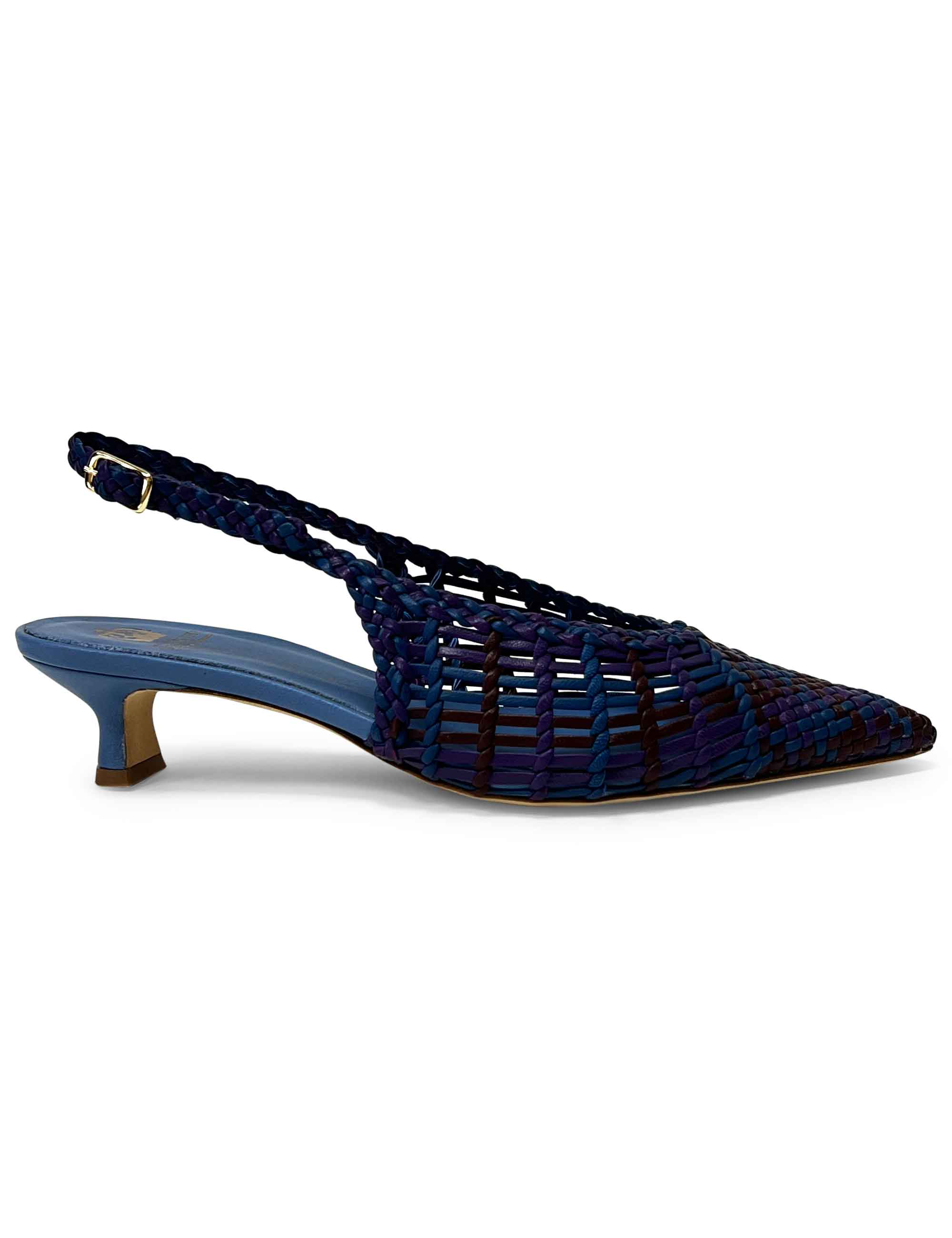 Décolleté slingback in pelle intrecciata CH2657/RT