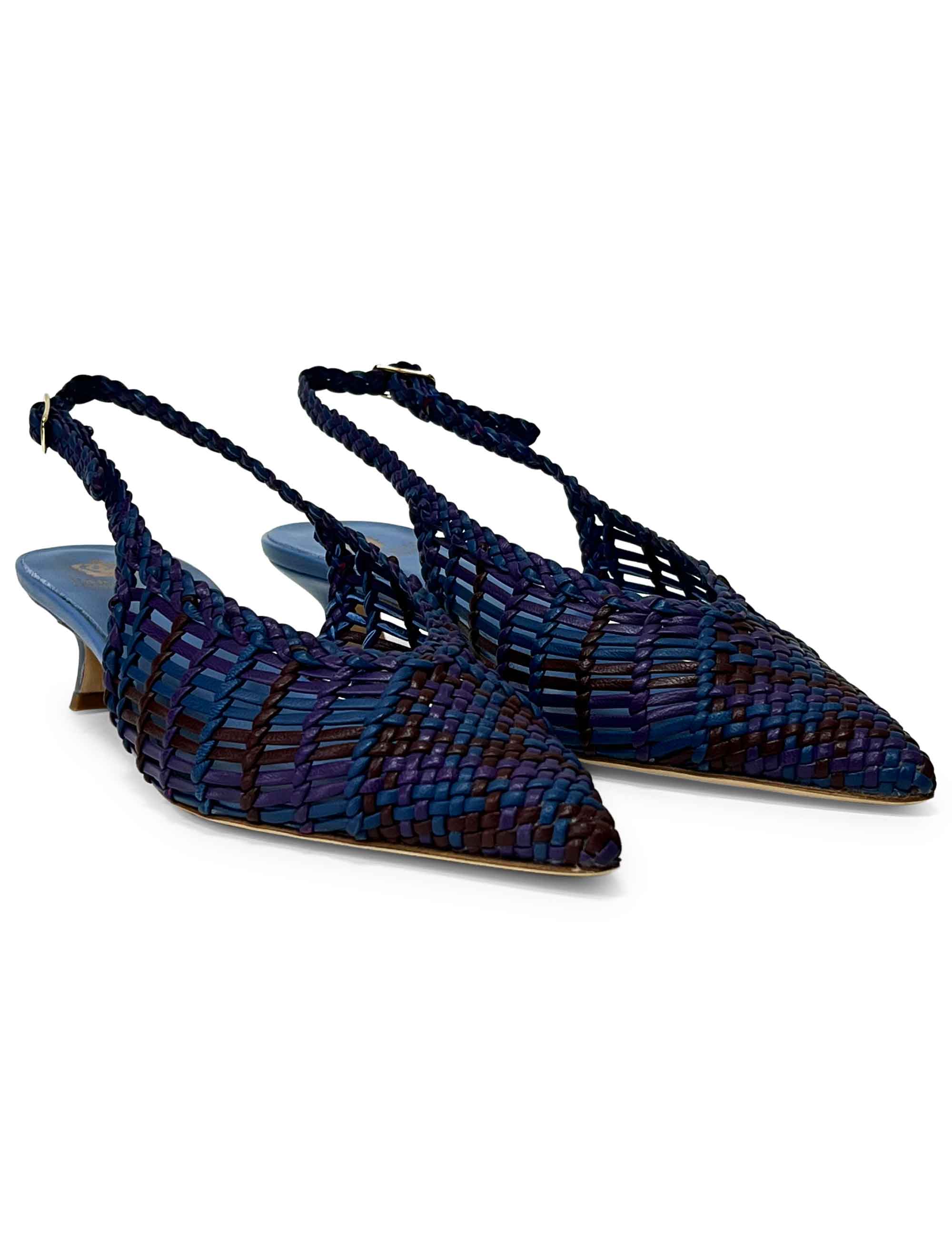 Décolleté slingback in pelle intrecciata CH2657/RT