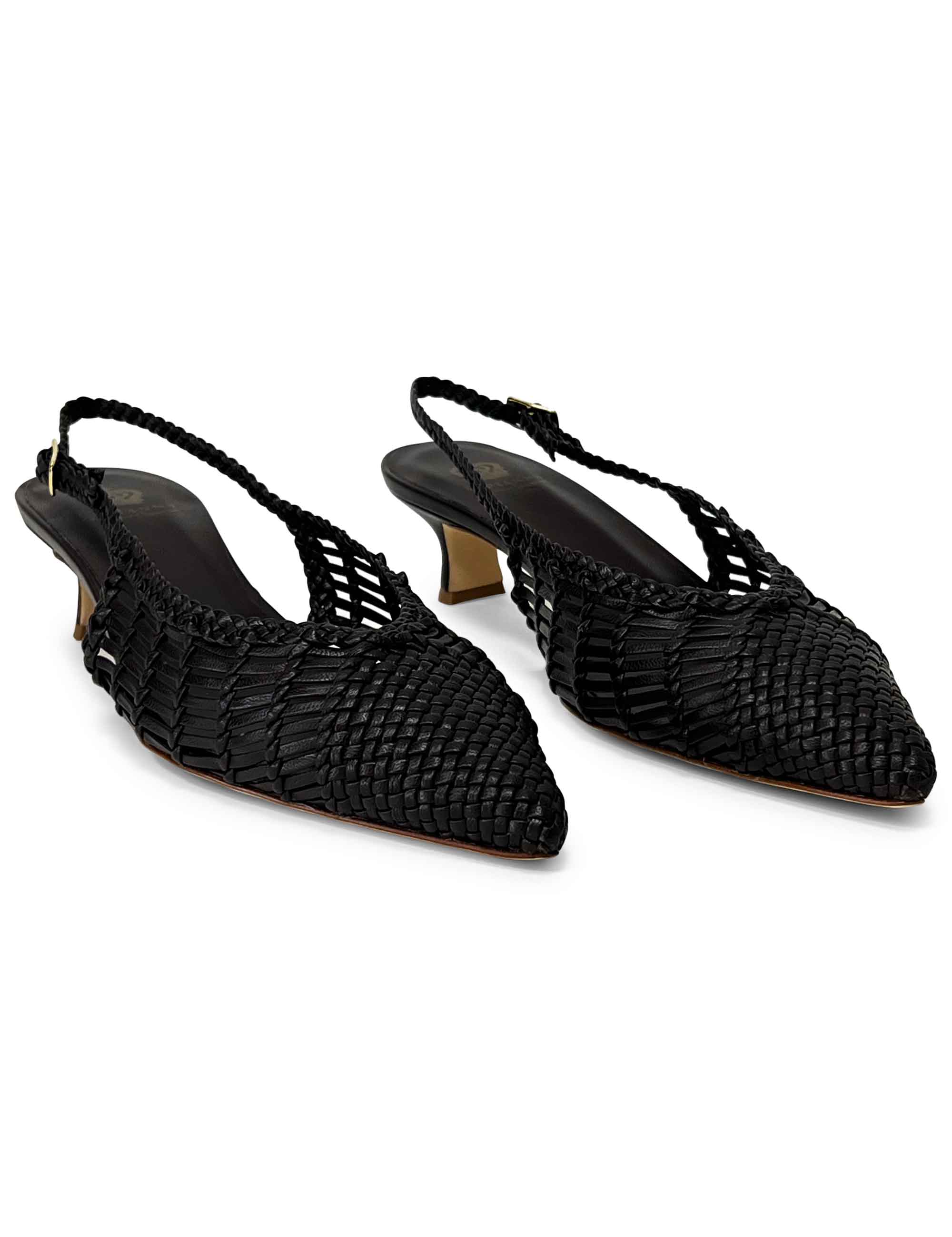 Décolleté slingback in pelle intrecciata CH2657/RT