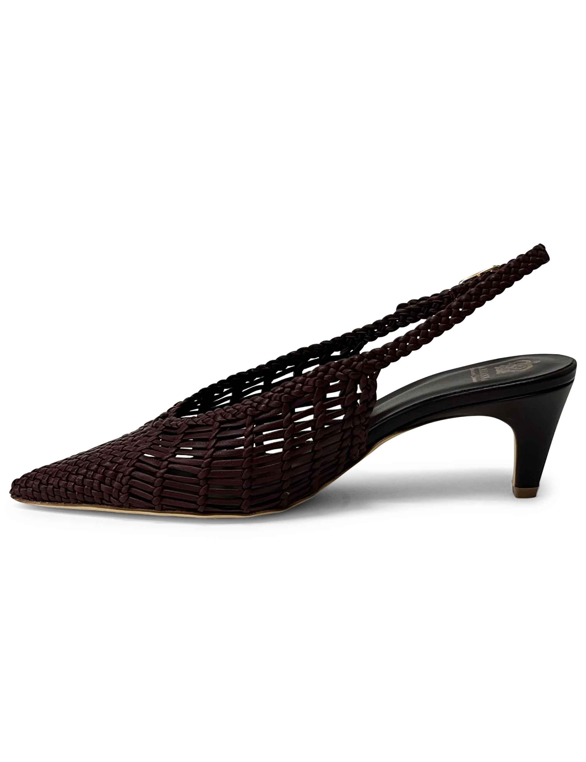 Décolleté slingback in pelle intrecciata CH2716