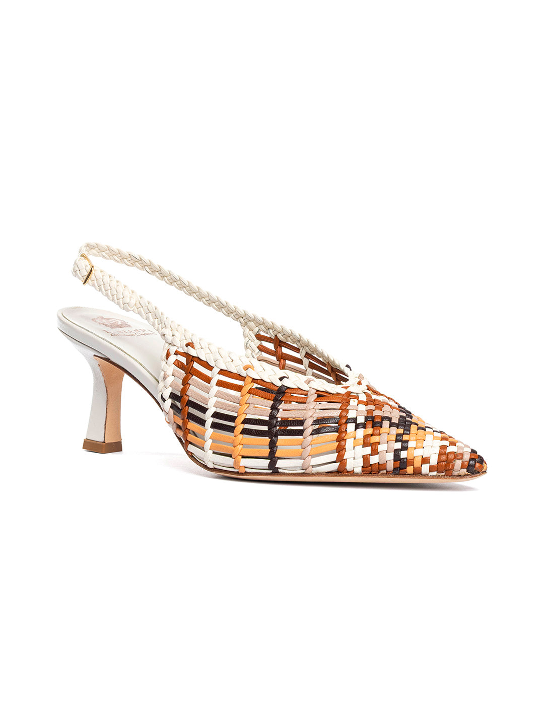 Décolleté slingback in pelle intrecciata CH2716/RT
