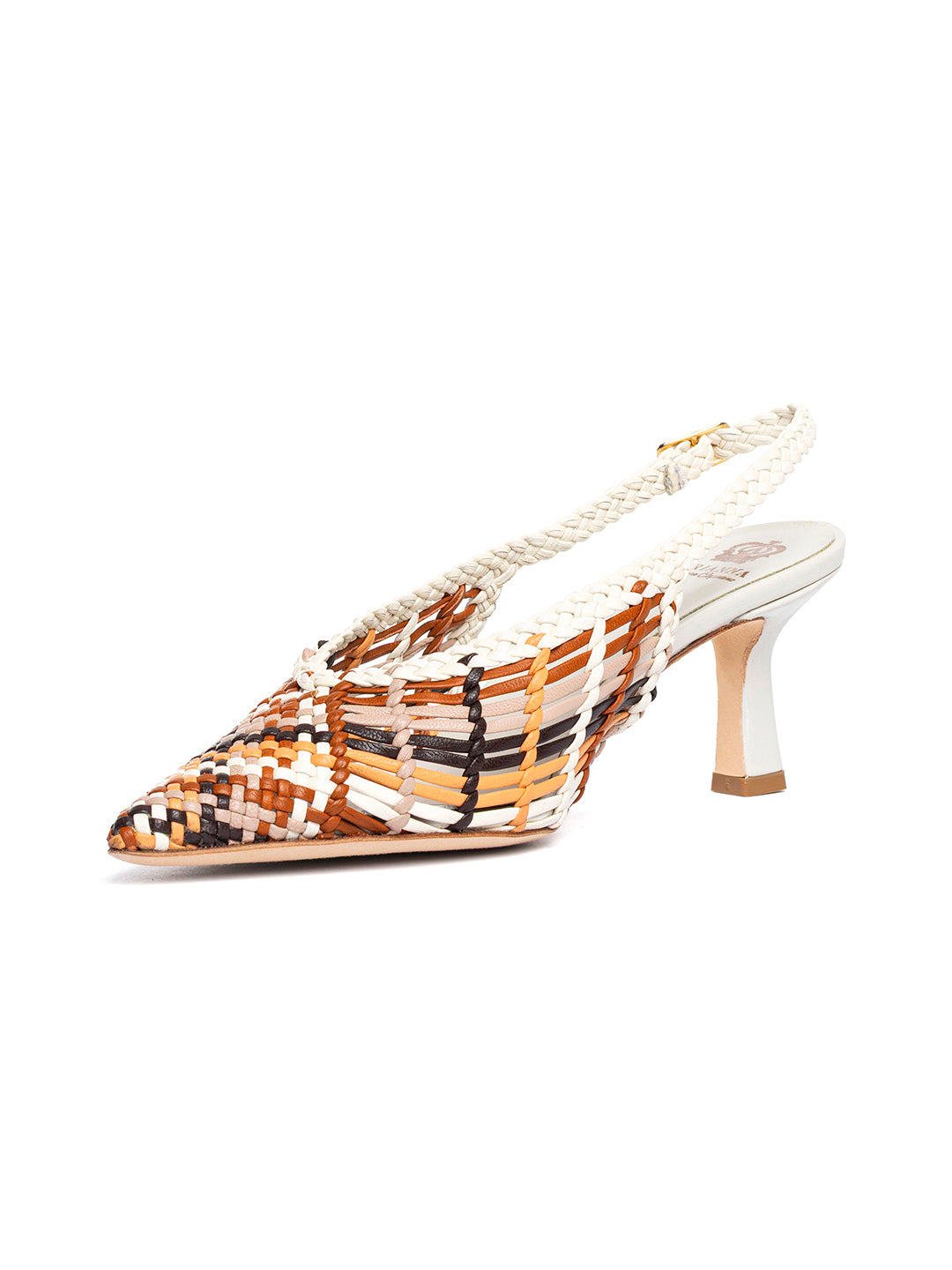 Décolleté slingback in pelle intrecciata CH2716/RT