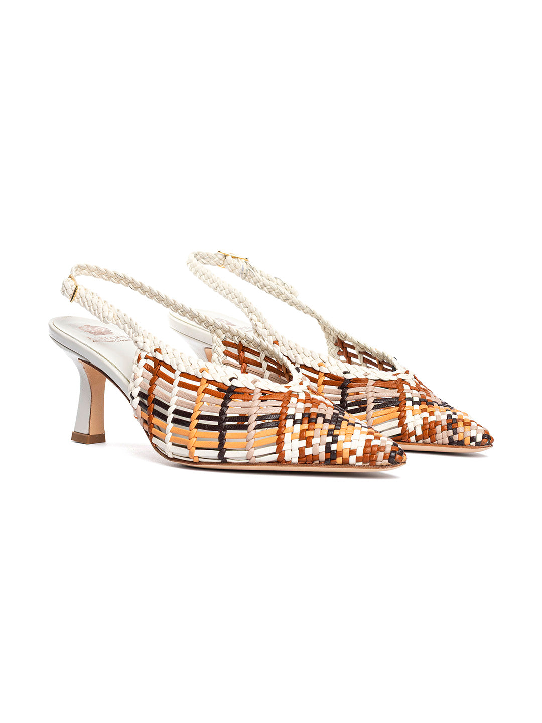 Décolleté slingback in pelle intrecciata CH2716/RT