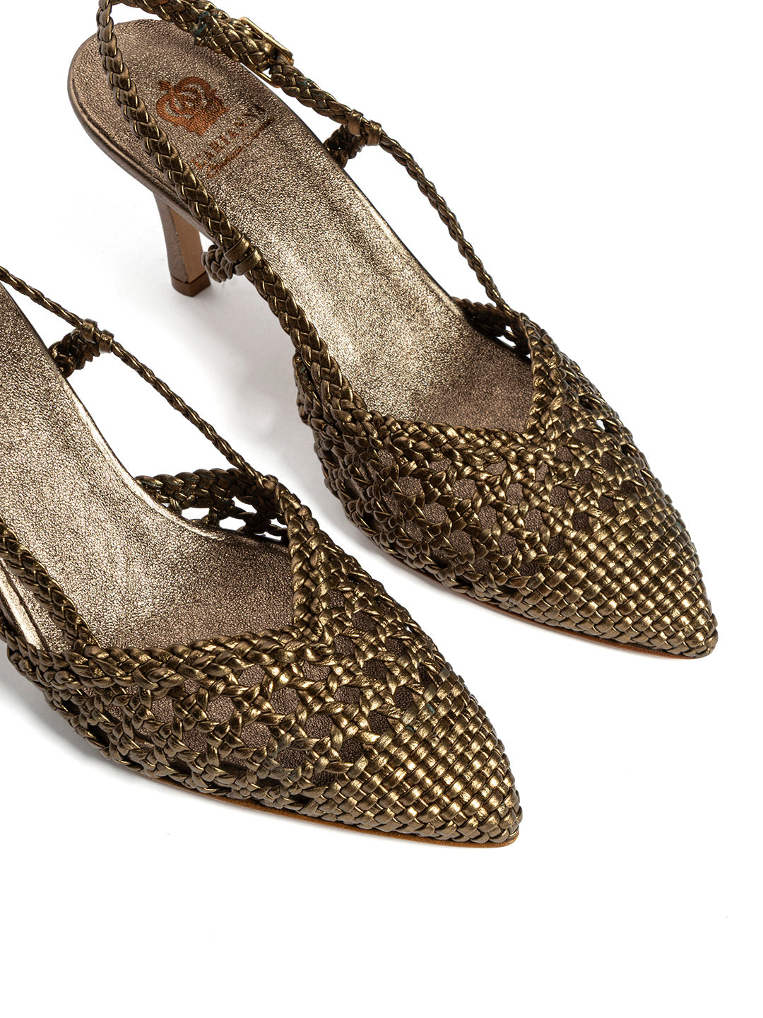 Décolleté slingback in pelle intrecciata CH1767/F
