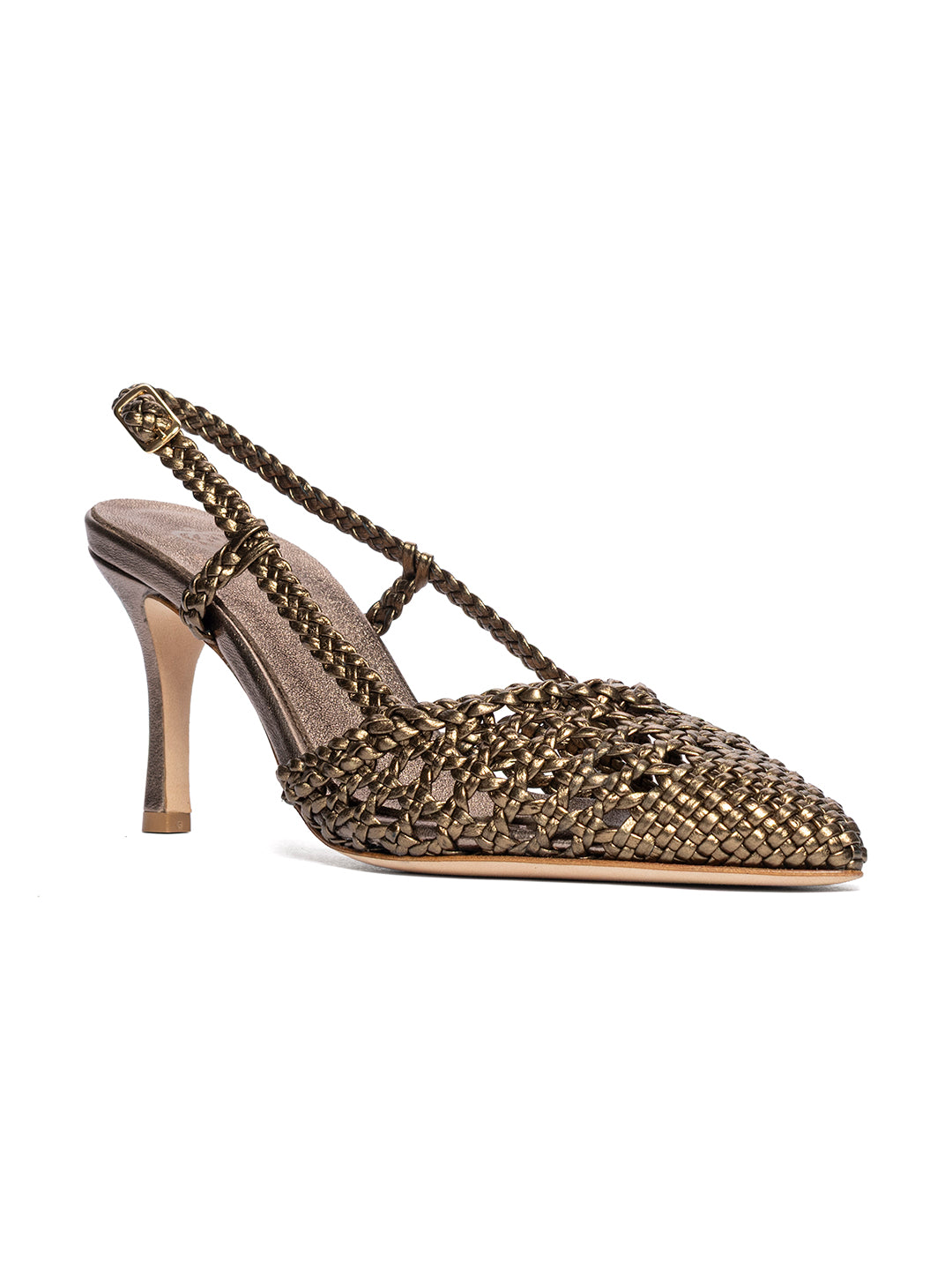 Décolleté slingback in pelle intrecciata CH1767/F