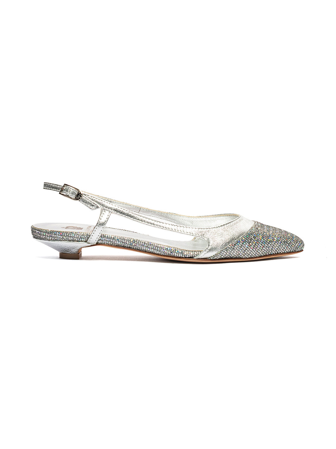 Ballerine slingback in tessuto glitter e laminato CH2515/RT