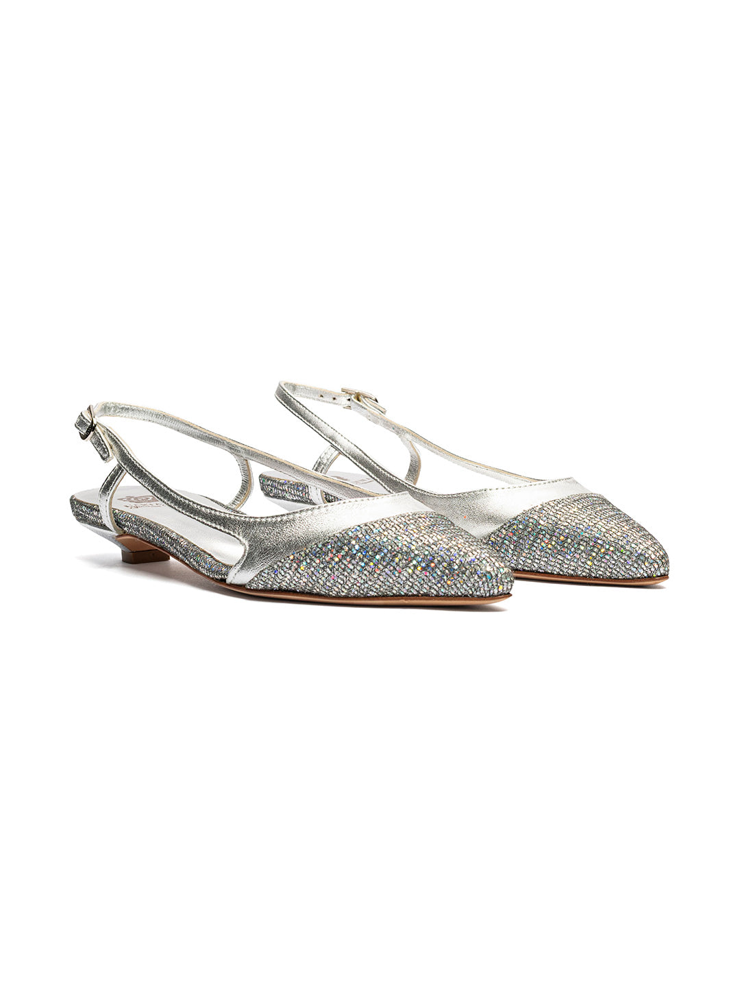 Ballerine slingback in tessuto glitter e laminato CH2515/RT