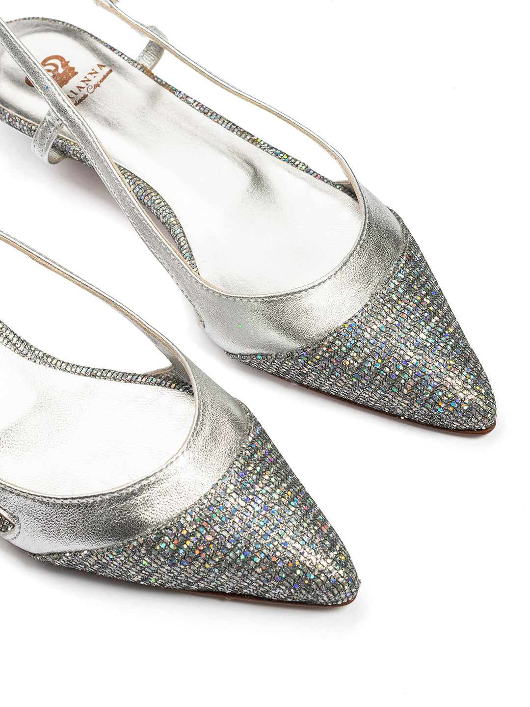 Ballerine slingback in tessuto glitter e laminato CH2515/RT