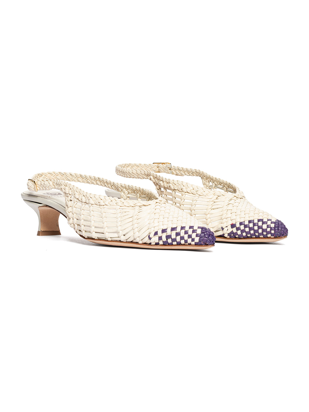 Décolleté slingback in pelle intrecciata CH2657/RT