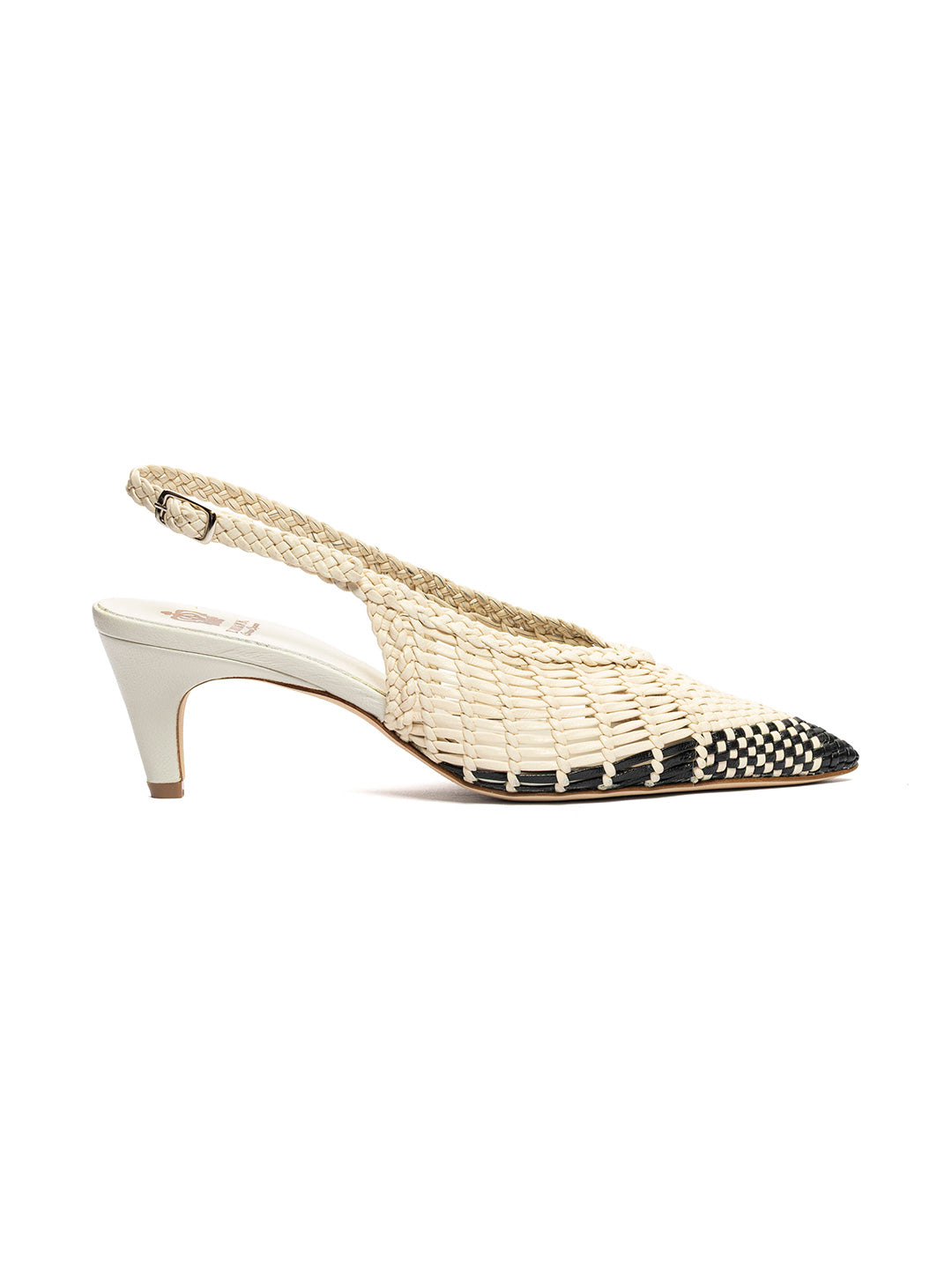 Décolleté slingback in pelle intrecciata CH2716