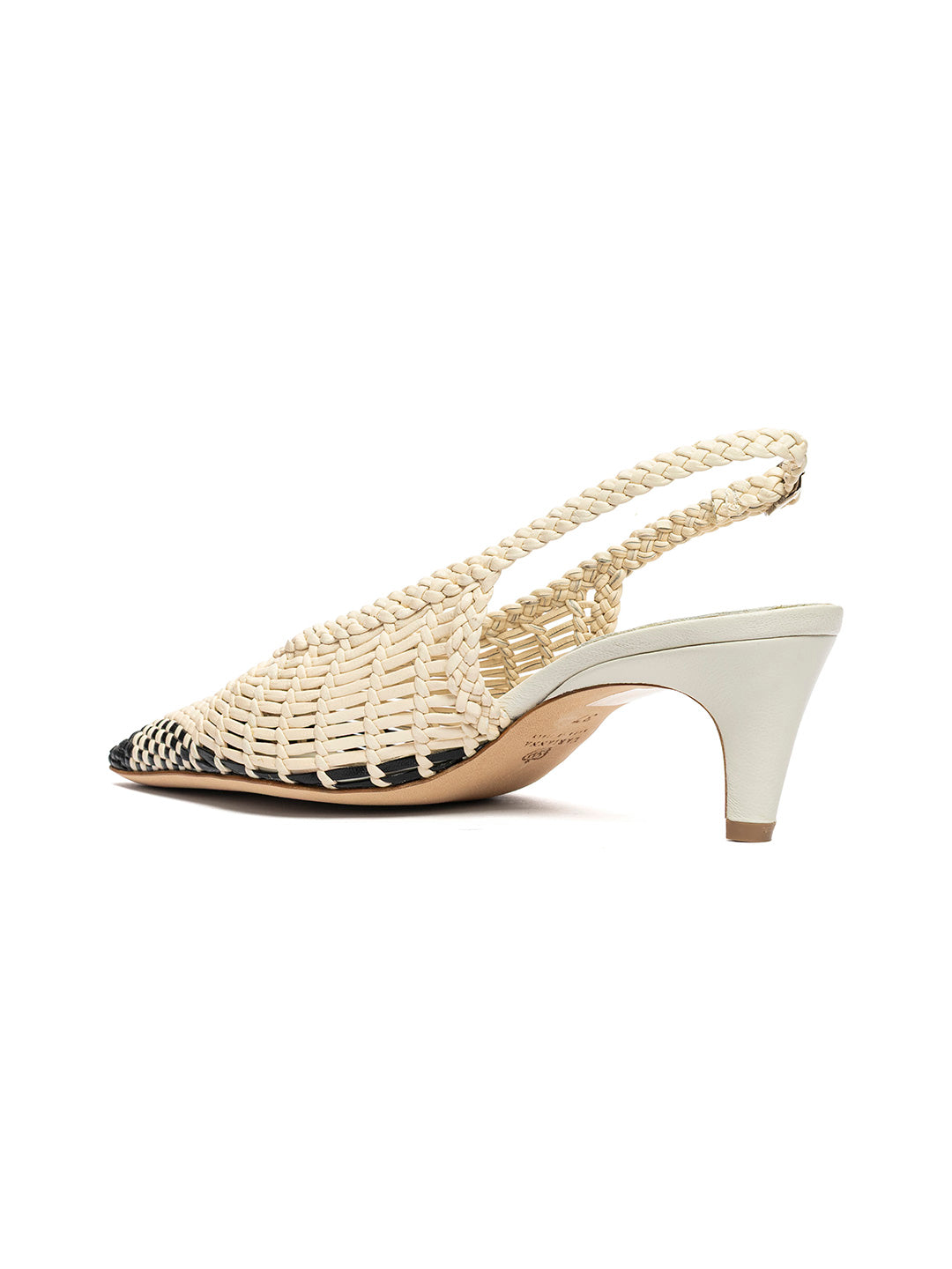 Décolleté slingback in pelle intrecciata CH2716