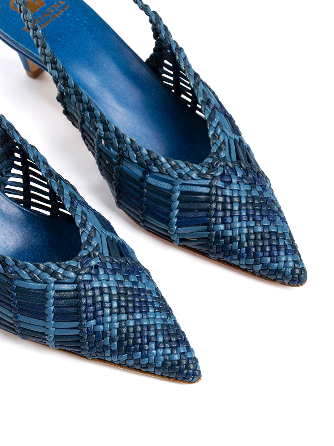 Décolleté slingback in pelle intrecciata CH2716