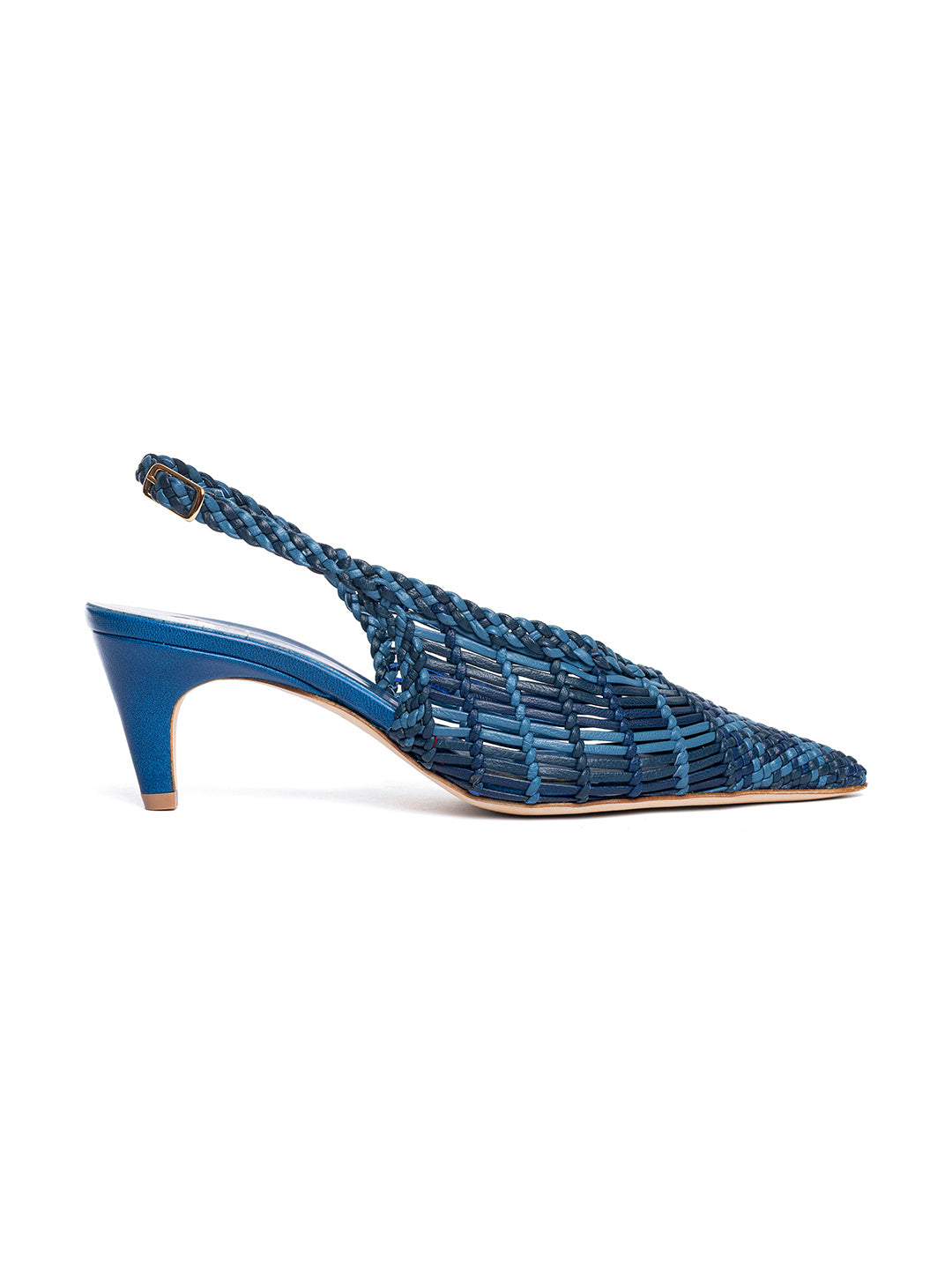 Décolleté slingback in pelle intrecciata CH2716