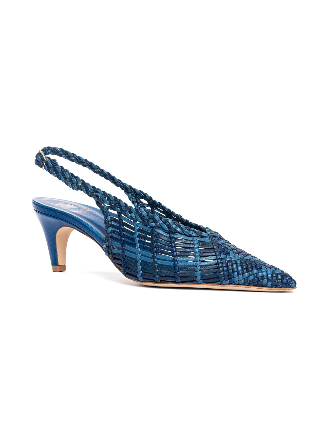 Décolleté slingback in pelle intrecciata CH2716