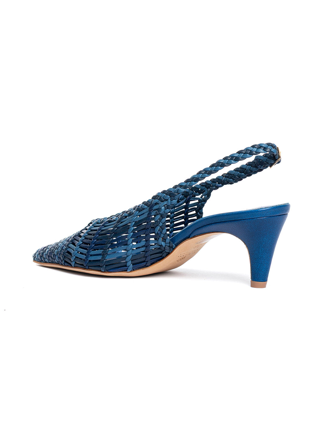 Décolleté slingback in pelle intrecciata CH2716