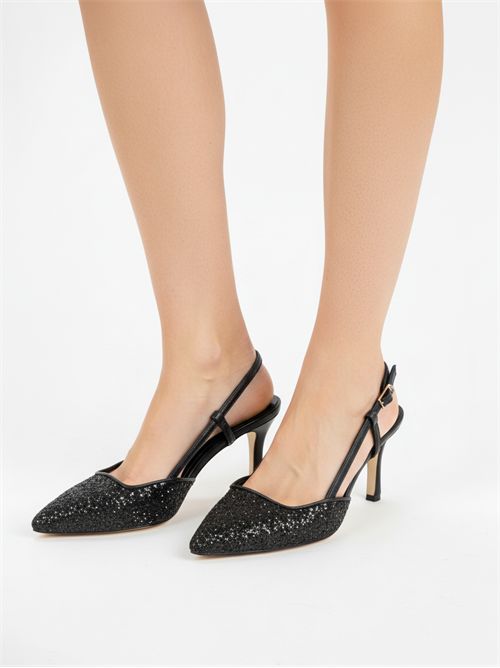 Escarpins à bride arrière en glitter lune asphalte CH1725