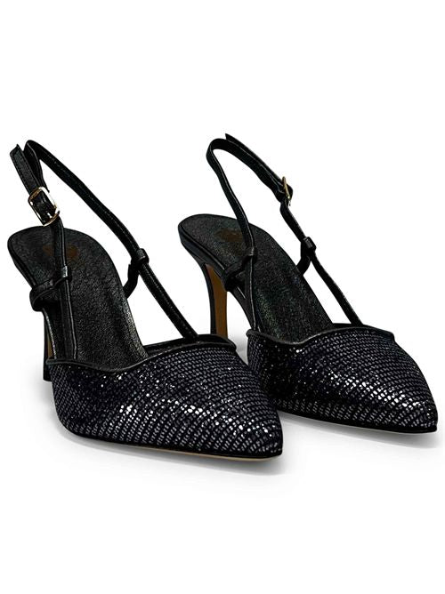Slingback in glitter moon asfalto CH1725