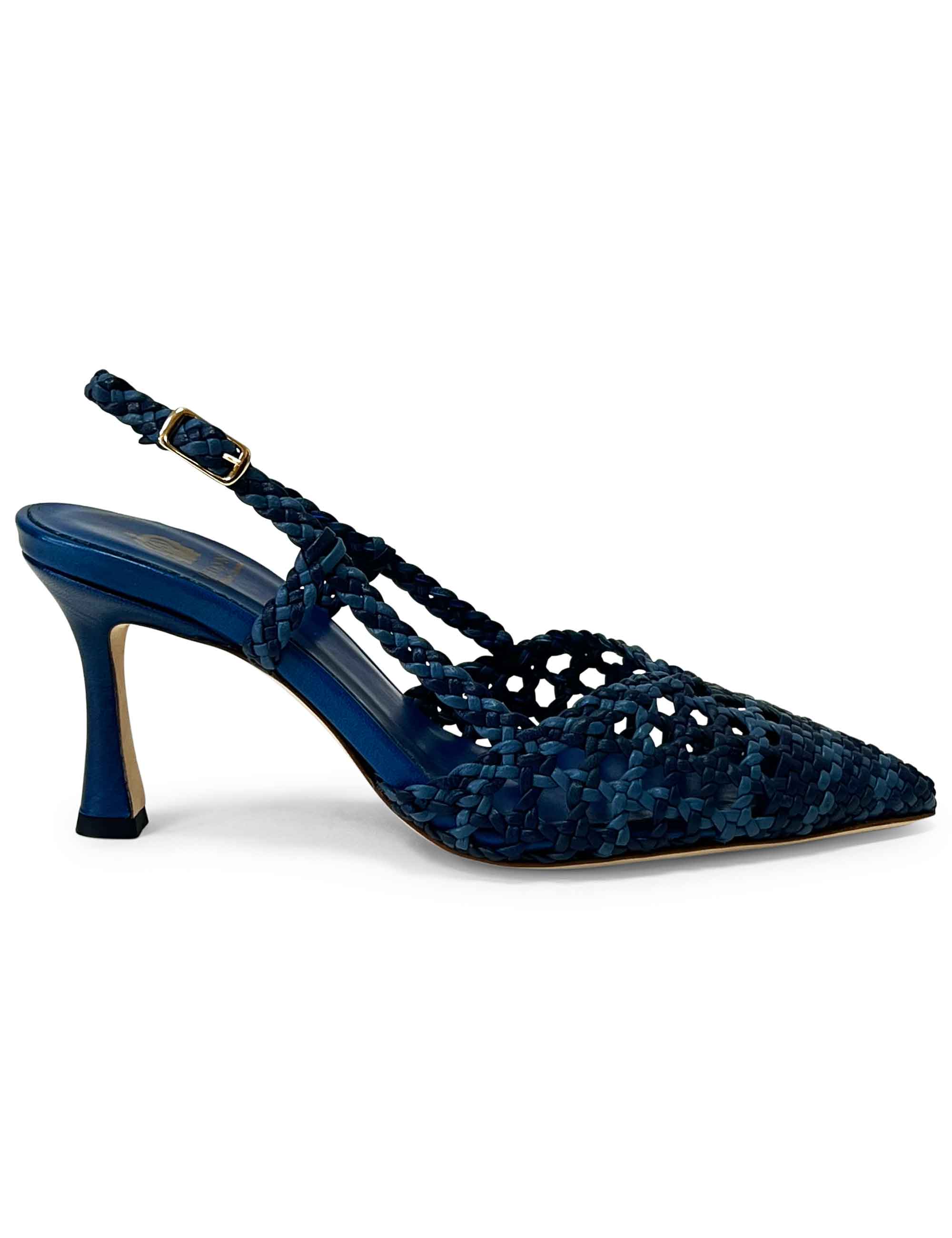 Décolleté slingback in pelle intrecciata CH1767/RT
