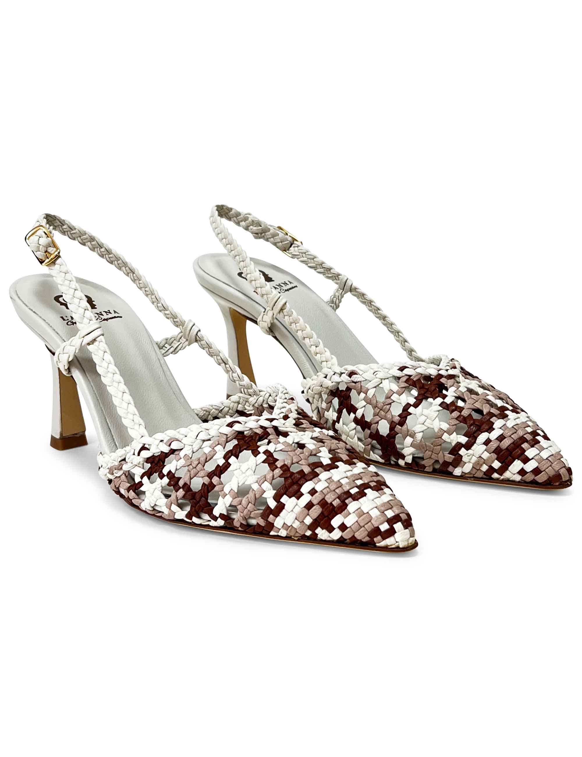 Décolleté slingback in pelle intrecciata CH1767/RT