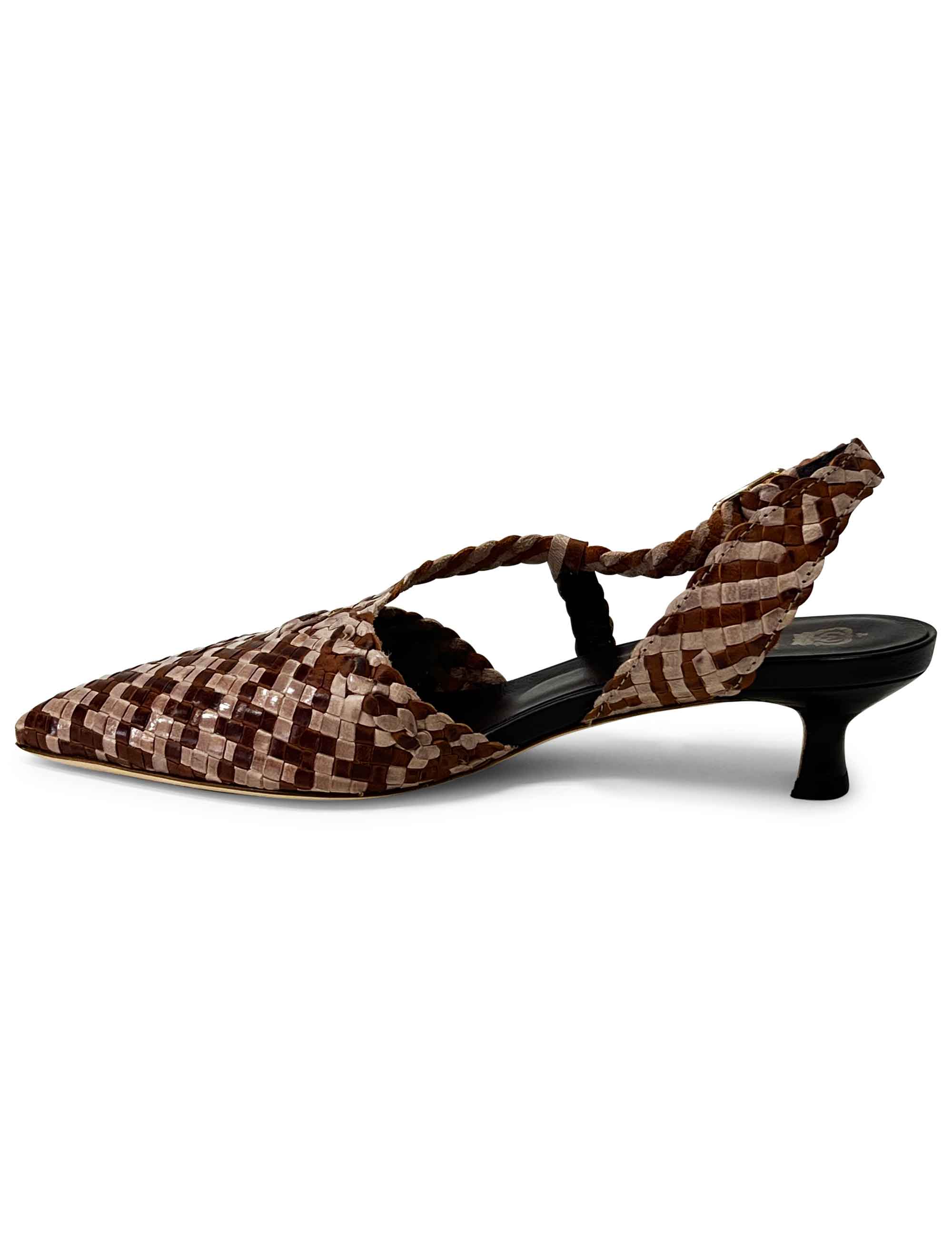Décolleté slingback in pelle intrecciata CH2568/RT