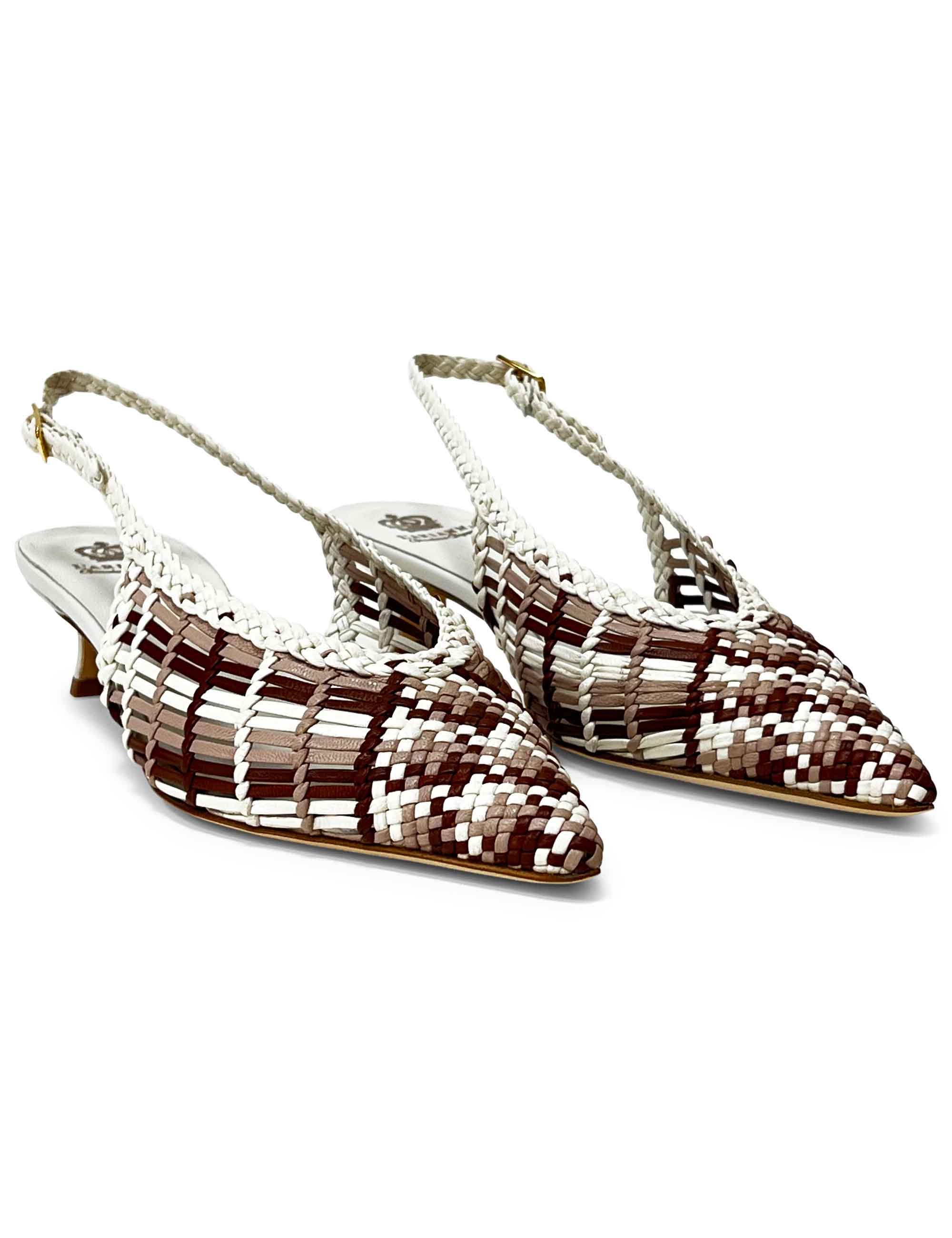 Décolleté slingback in pelle intrecciata CH2657/RT