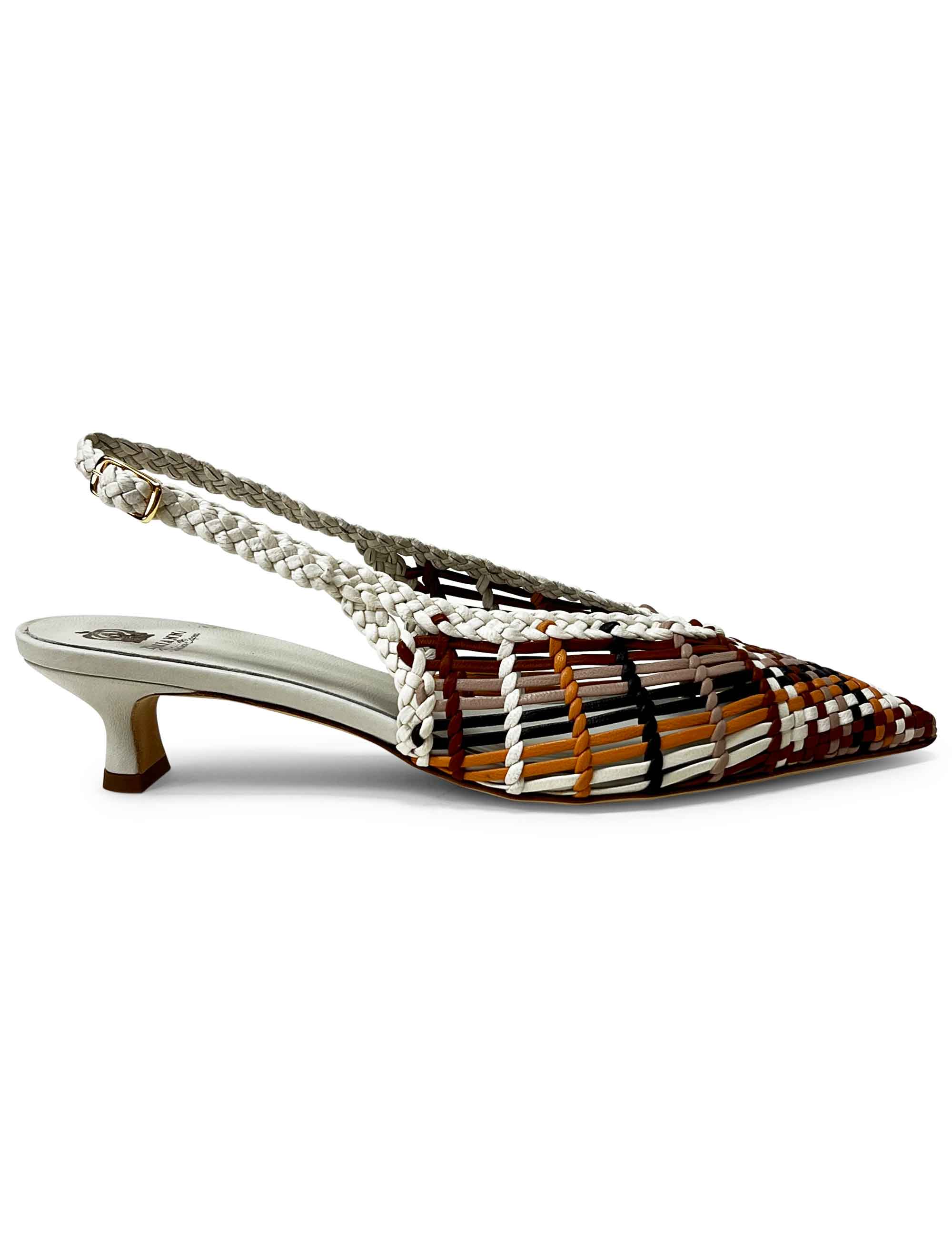 Décolleté slingback in pelle intrecciata CH2657/RT