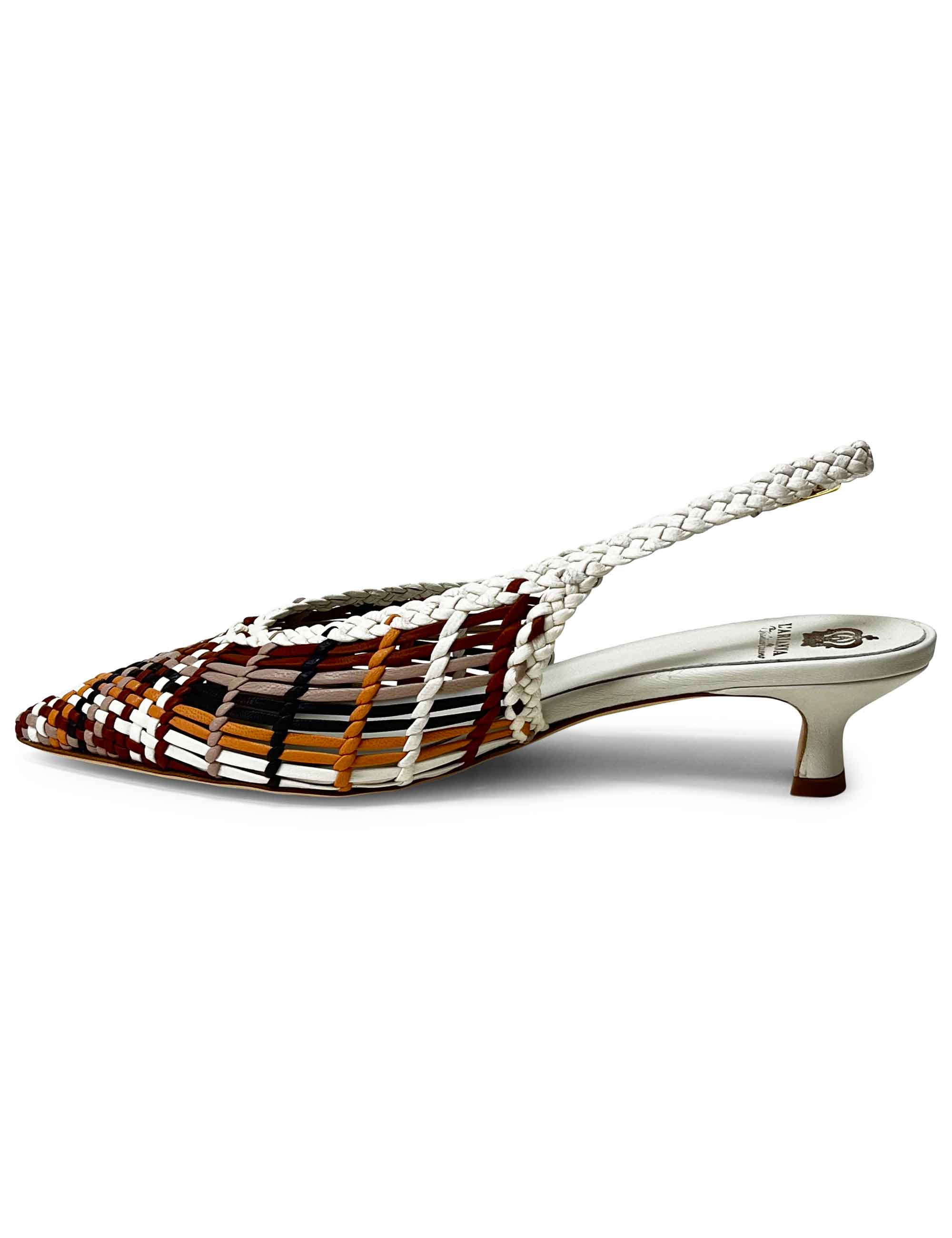 Décolleté slingback in pelle intrecciata CH2657/RT