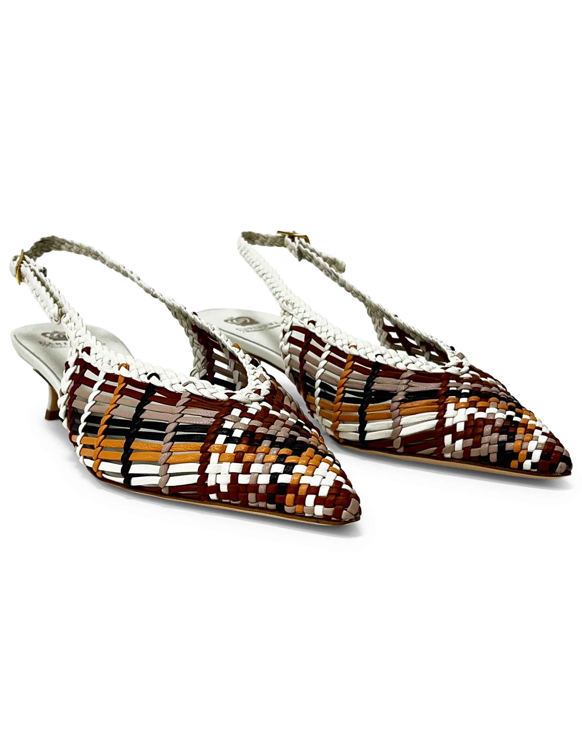 Décolleté slingback in pelle intrecciata CH2657/RT