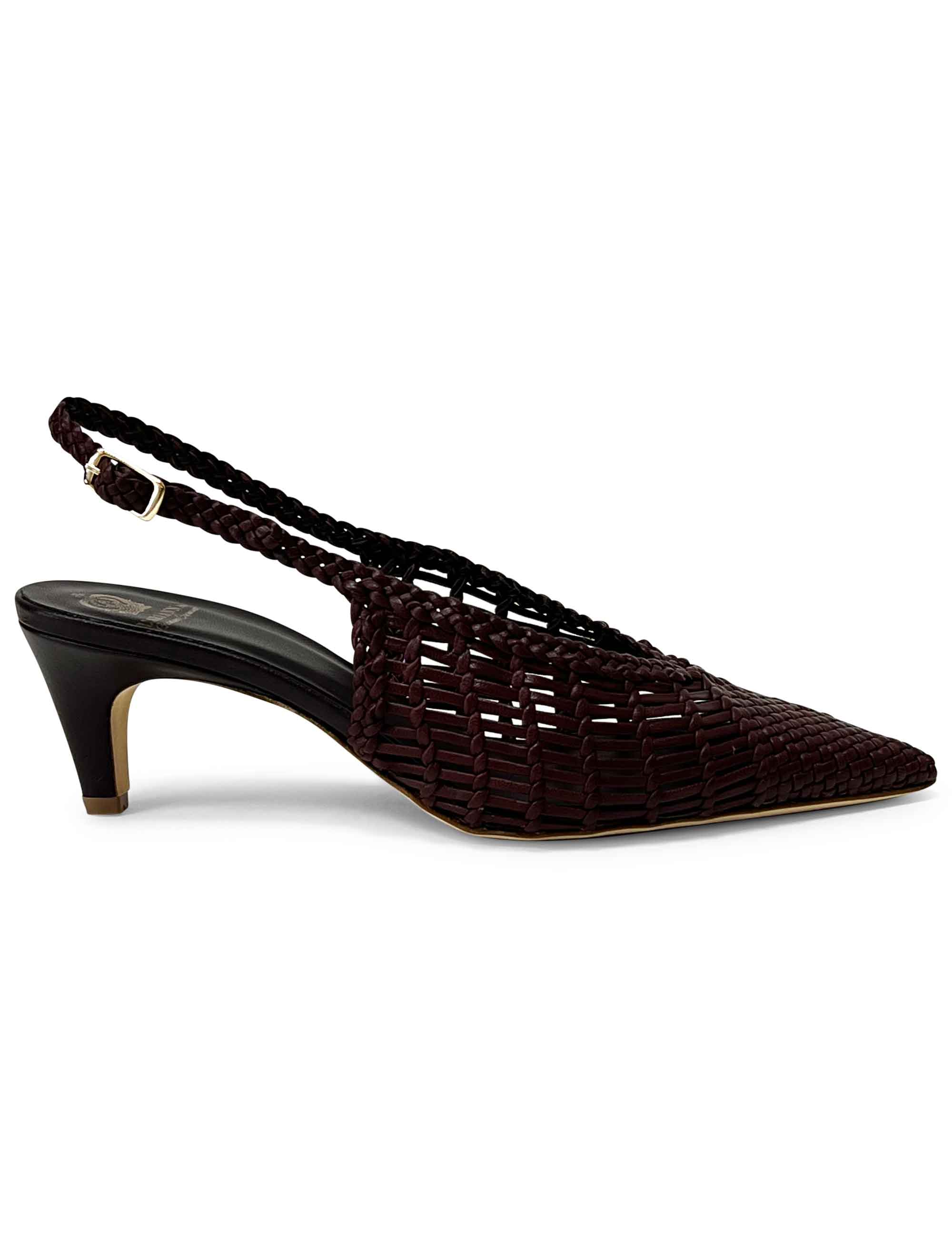 Décolleté slingback in pelle intrecciata CH2716
