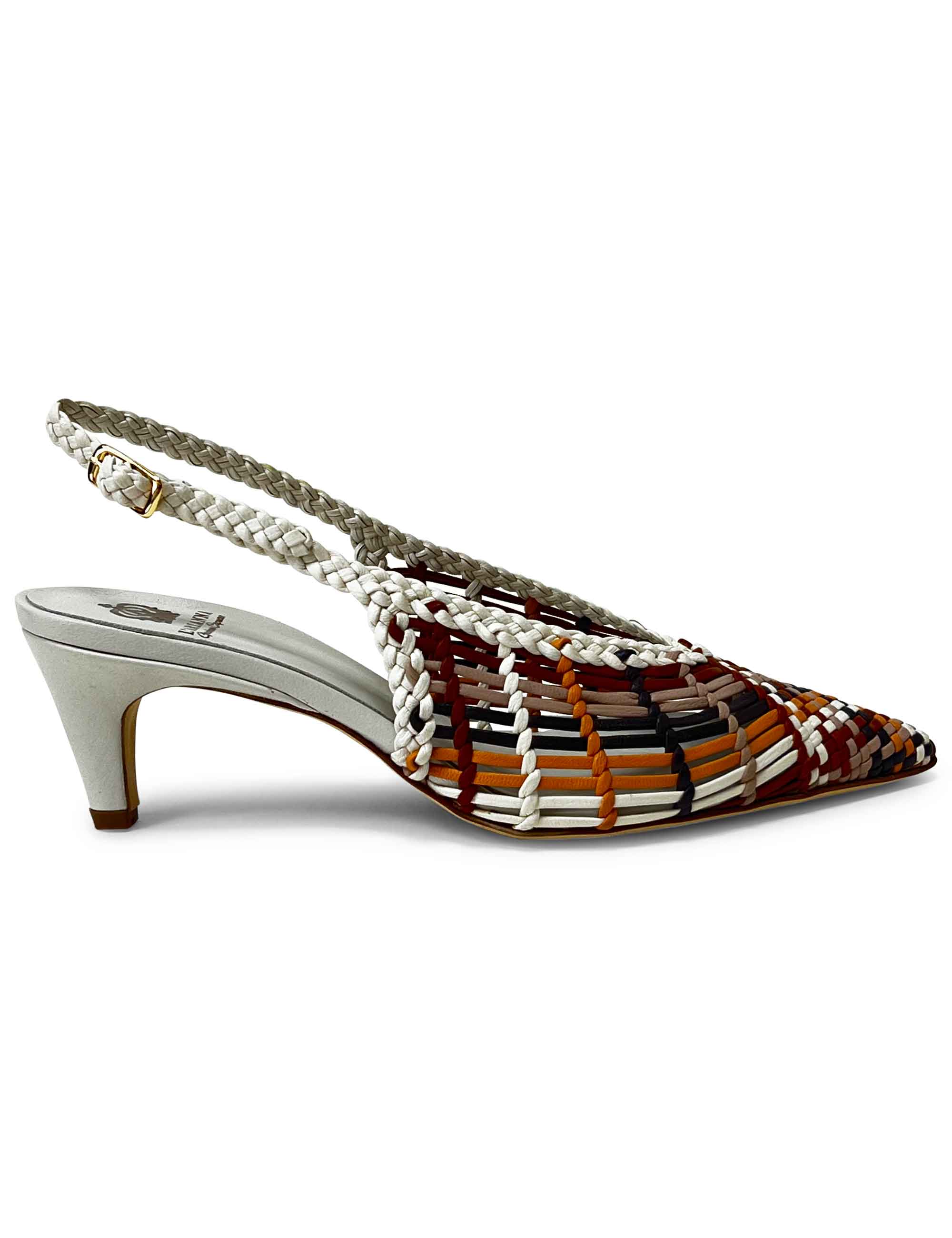 Décolleté slingback in pelle intrecciata CH2716