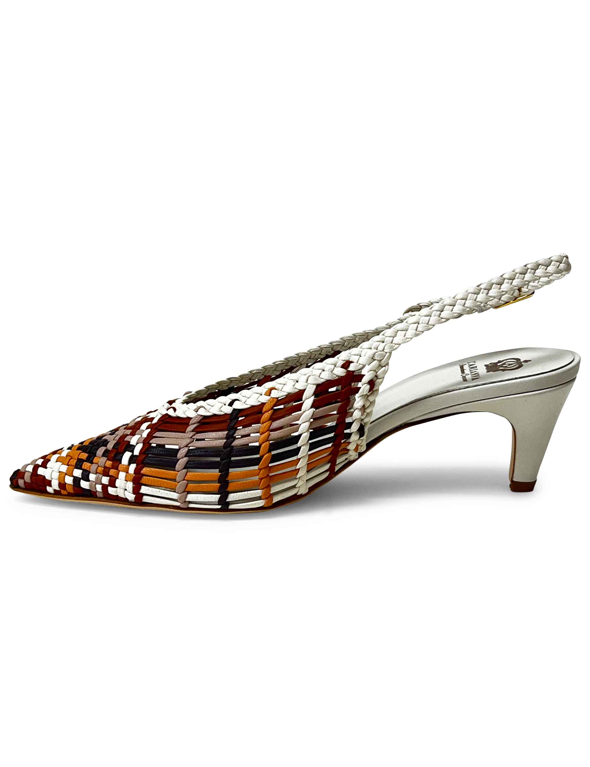 Décolleté slingback in pelle intrecciata CH2716
